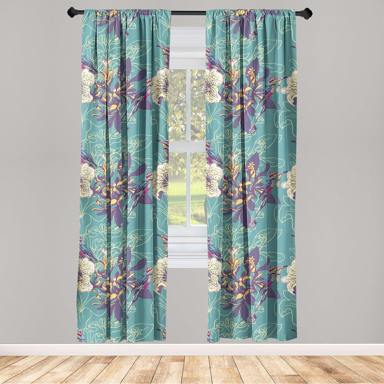 imageAmbesonne Ethnic Curtains Abstract Boho Vibe Oriental Rhombus Motifs Grunge Design with Neutral Colors Window Treatments 2 Panel Set for Living Room Bedroom Pair of 28 x 63 Seafoam PurpleblueSea Green Quartz and Mustard