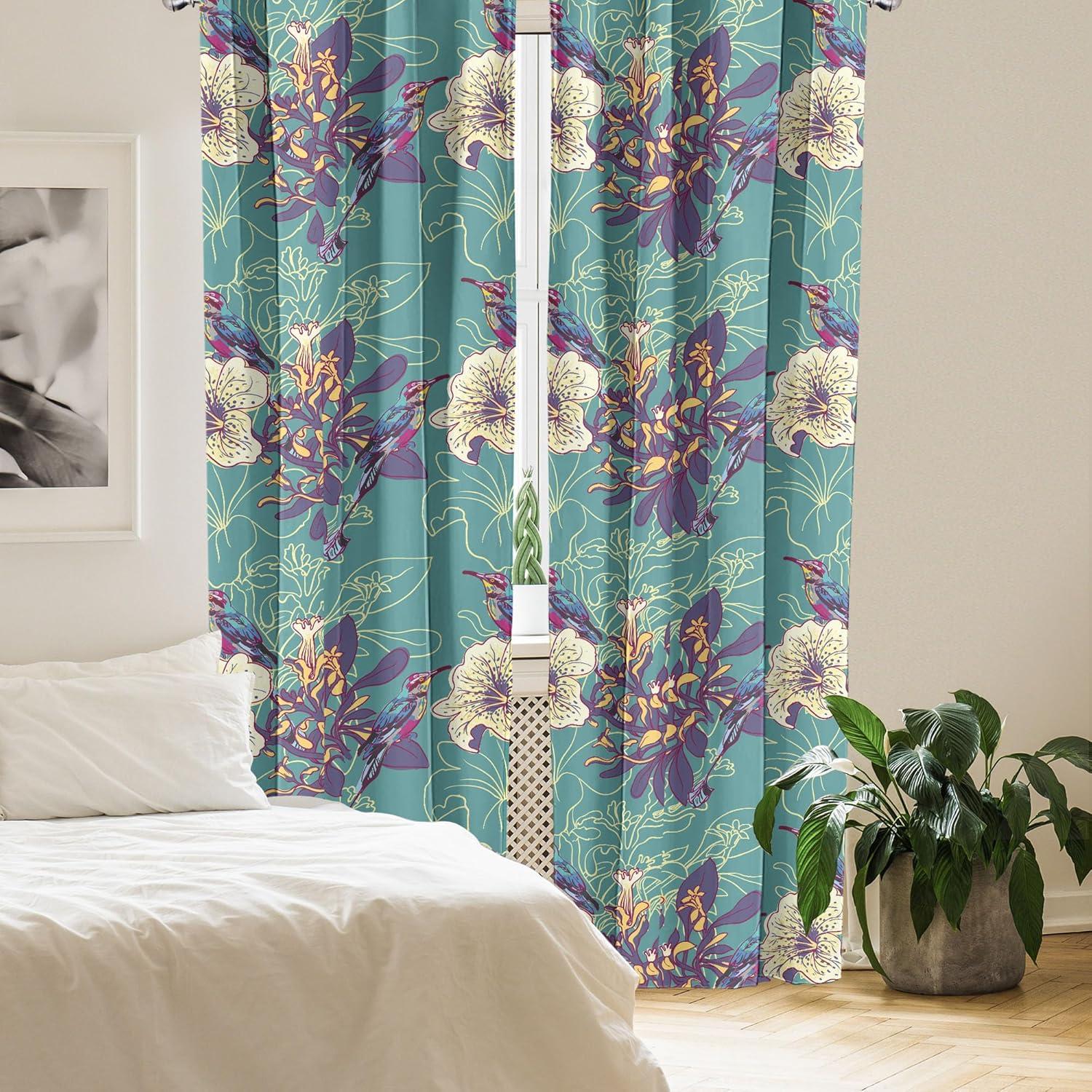 imageAmbesonne Ethnic Curtains Abstract Boho Vibe Oriental Rhombus Motifs Grunge Design with Neutral Colors Window Treatments 2 Panel Set for Living Room Bedroom Pair of 28 x 63 Seafoam PurpleblueSea Green Quartz and Mustard