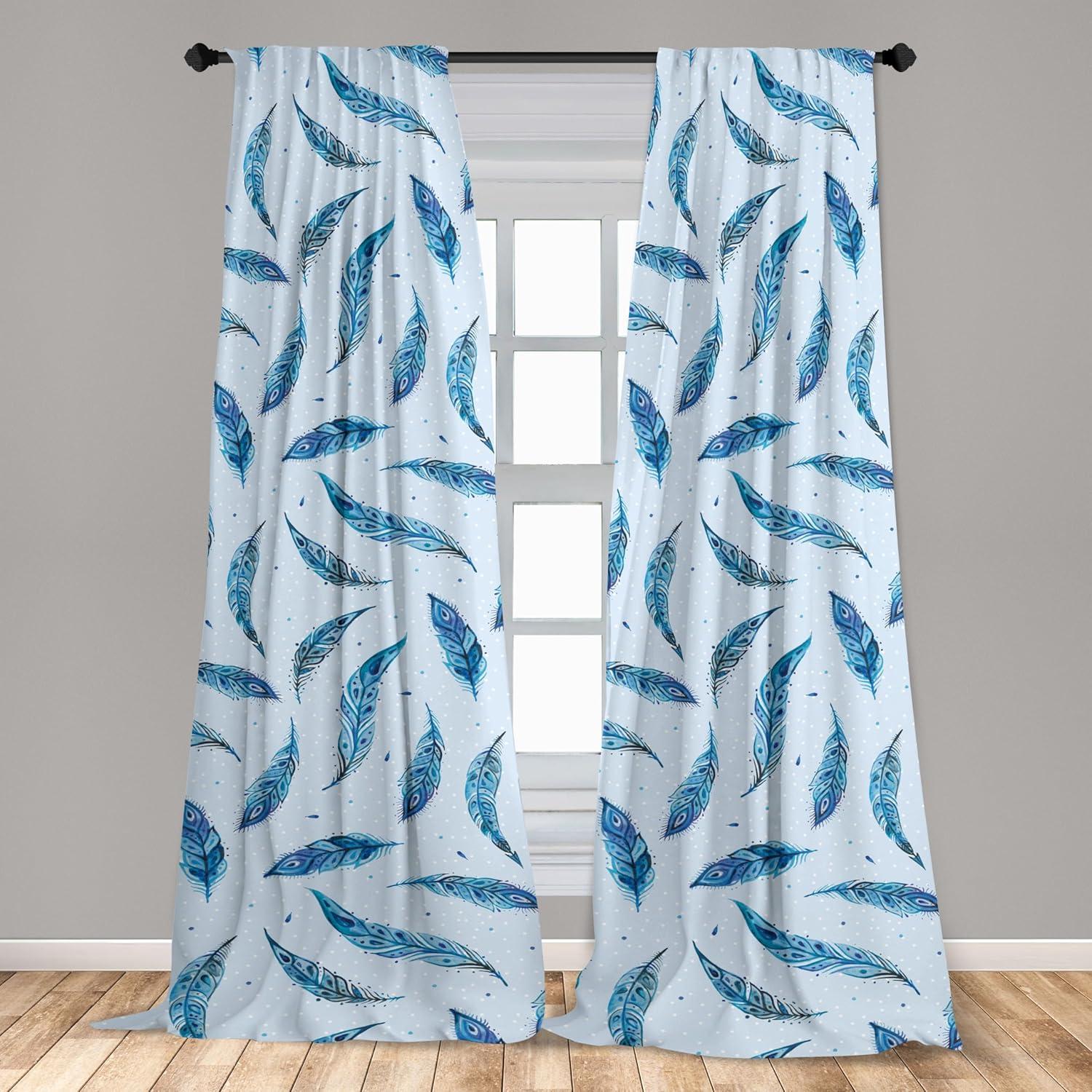 imageAmbesonne Ethnic Curtains Abstract Boho Vibe Oriental Rhombus Motifs Grunge Design with Neutral Colors Window Treatments 2 Panel Set for Living Room Bedroom Pair of 28 x 63 Seafoam PurplebluePale Azure Blue Sea