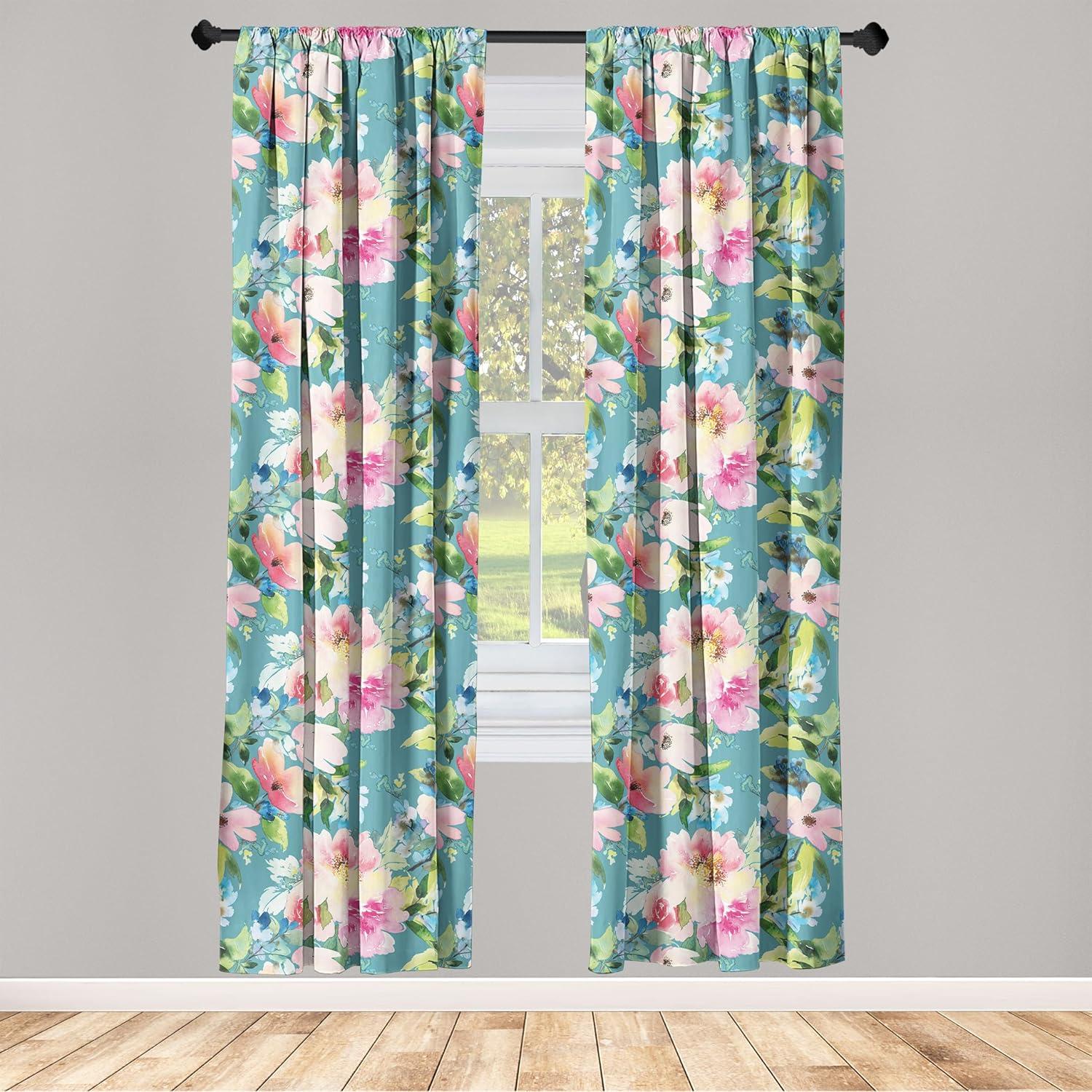 imageAmbesonne Ethnic Curtains Abstract Boho Vibe Oriental Rhombus Motifs Grunge Design with Neutral Colors Window Treatments 2 Panel Set for Living Room Bedroom Pair of 28 x 63 Seafoam PurpleblueSeafoam Pale Pink Blush