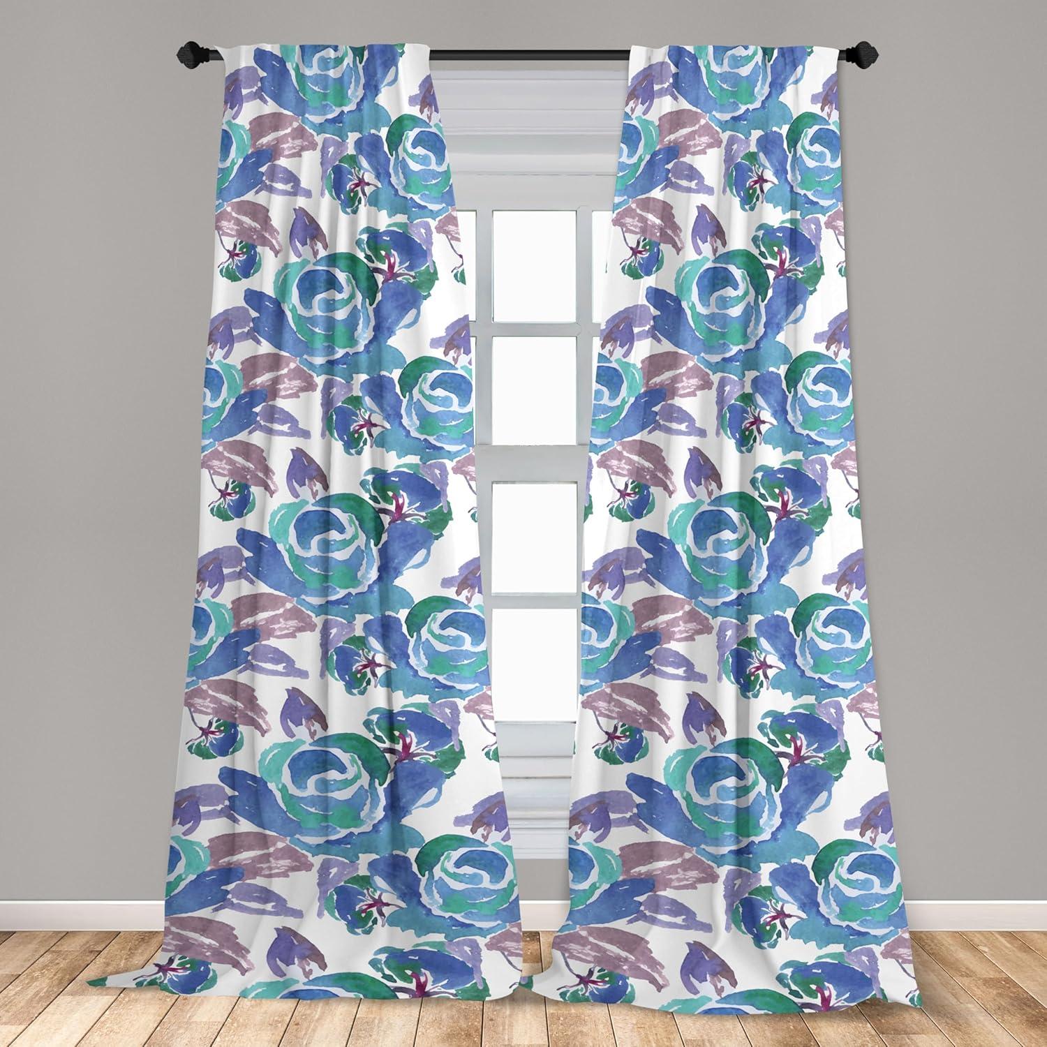 imageAmbesonne Ethnic Curtains Abstract Boho Vibe Oriental Rhombus Motifs Grunge Design with Neutral Colors Window Treatments 2 Panel Set for Living Room Bedroom Pair of 28 x 63 Seafoam PurpleblueEggshell and Dark Lavender