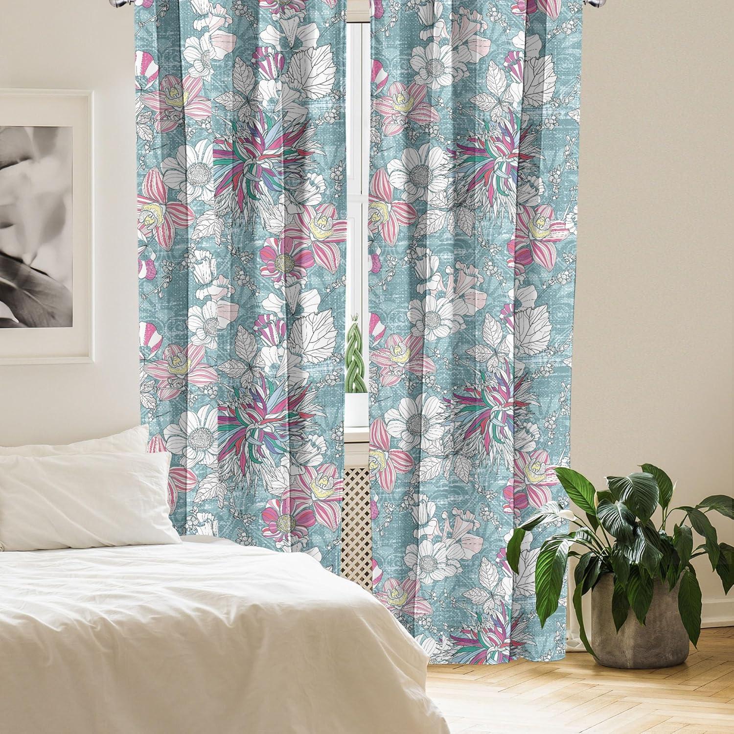 imageAmbesonne Ethnic Curtains Abstract Boho Vibe Oriental Rhombus Motifs Grunge Design with Neutral Colors Window Treatments 2 Panel Set for Living Room Bedroom Pair of 28 x 63 Seafoam PurpleblueHot Pink Seafoam and White