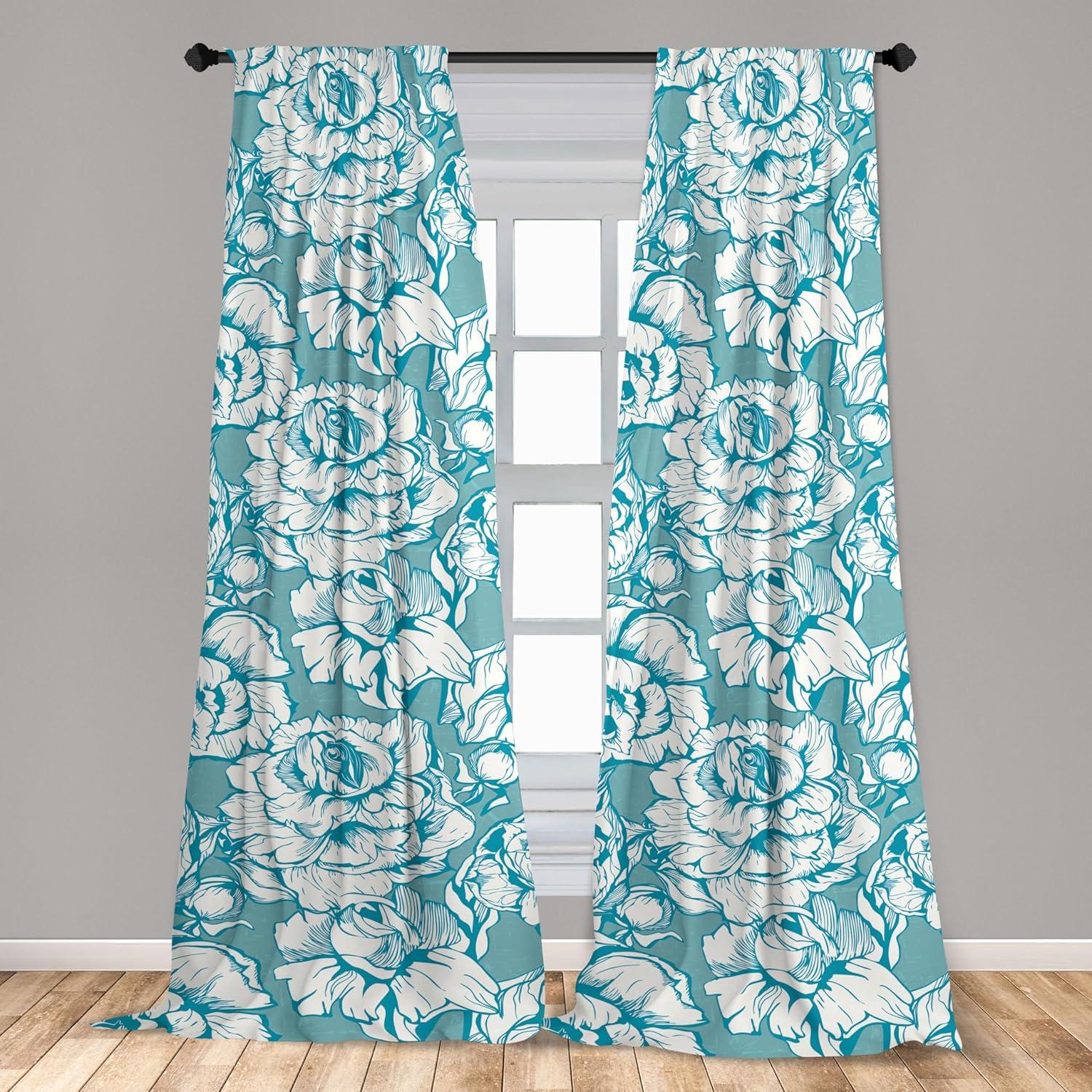 imageAmbesonne Ethnic Curtains Abstract Boho Vibe Oriental Rhombus Motifs Grunge Design with Neutral Colors Window Treatments 2 Panel Set for Living Room Bedroom Pair of 28 x 63 Seafoam PurpleblueCadet Blue and Off White