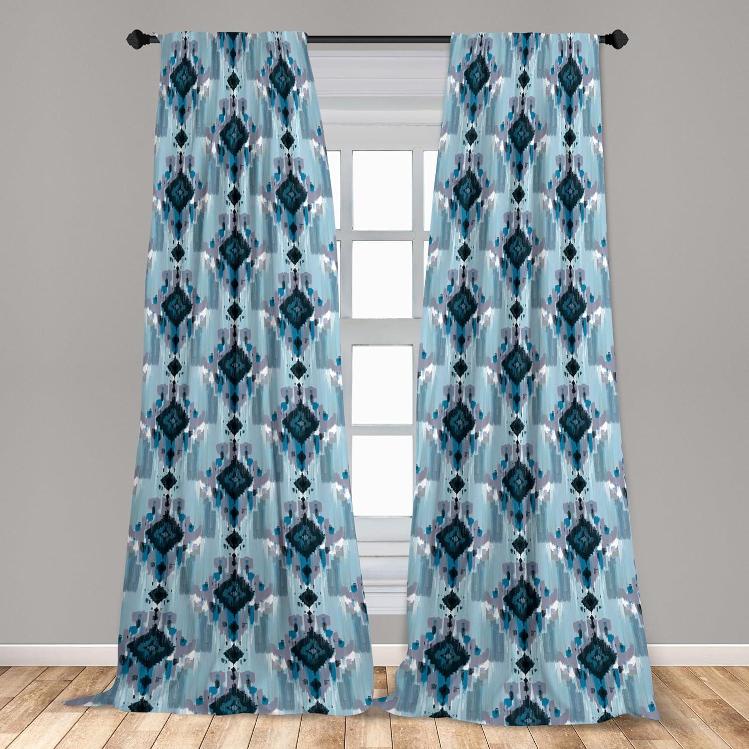 imageAmbesonne Ethnic Curtains Abstract Boho Vibe Oriental Rhombus Motifs Grunge Design with Neutral Colors Window Treatments 2 Panel Set for Living Room Bedroom Pair of 28 x 63 Seafoam PurpleblueSeafoam Purpleblue