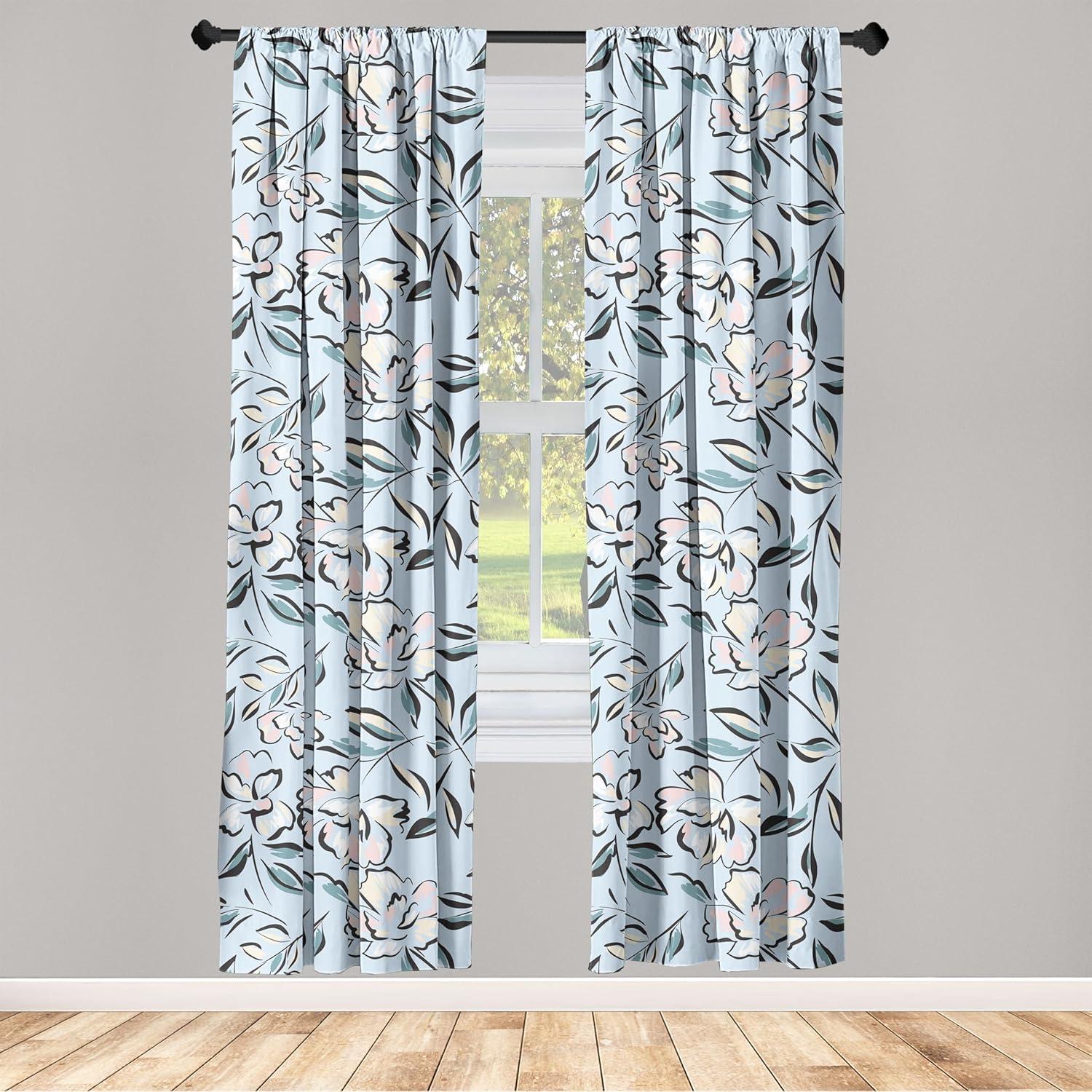 imageAmbesonne Ethnic Curtains Abstract Boho Vibe Oriental Rhombus Motifs Grunge Design with Neutral Colors Window Treatments 2 Panel Set for Living Room Bedroom Pair of 28 x 63 Seafoam PurplebluePale Blue and Cadet Blue