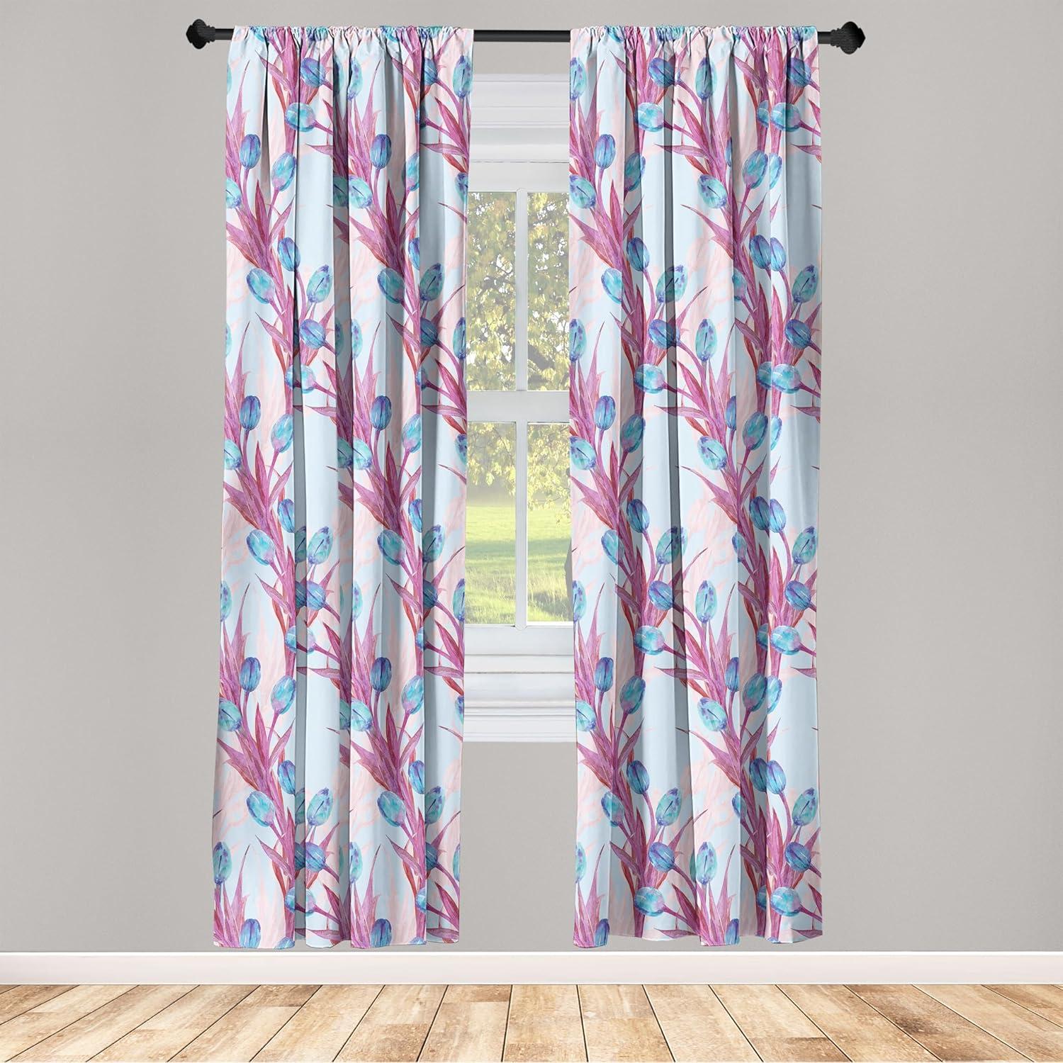 imageAmbesonne Ethnic Curtains Abstract Boho Vibe Oriental Rhombus Motifs Grunge Design with Neutral Colors Window Treatments 2 Panel Set for Living Room Bedroom Pair of 28 x 63 Seafoam PurpleblueMagenta Pale Pink