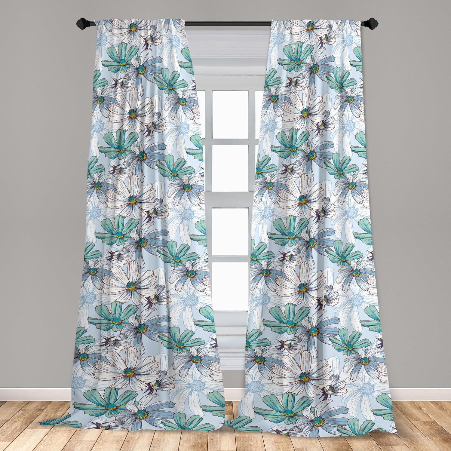 imageAmbesonne Ethnic Curtains Abstract Boho Vibe Oriental Rhombus Motifs Grunge Design with Neutral Colors Window Treatments 2 Panel Set for Living Room Bedroom Pair of 28 x 63 Seafoam PurpleblueTurquoise Ceil Blue White