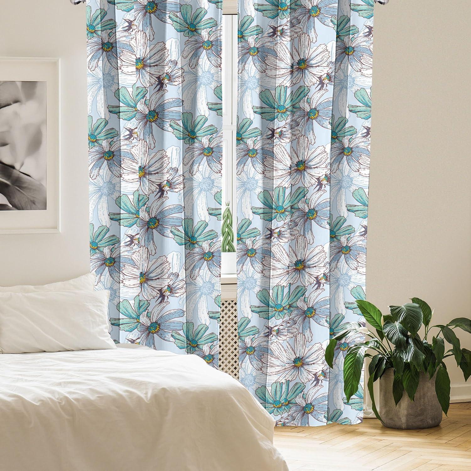 imageAmbesonne Ethnic Curtains Abstract Boho Vibe Oriental Rhombus Motifs Grunge Design with Neutral Colors Window Treatments 2 Panel Set for Living Room Bedroom Pair of 28 x 63 Seafoam PurpleblueTurquoise Ceil Blue White
