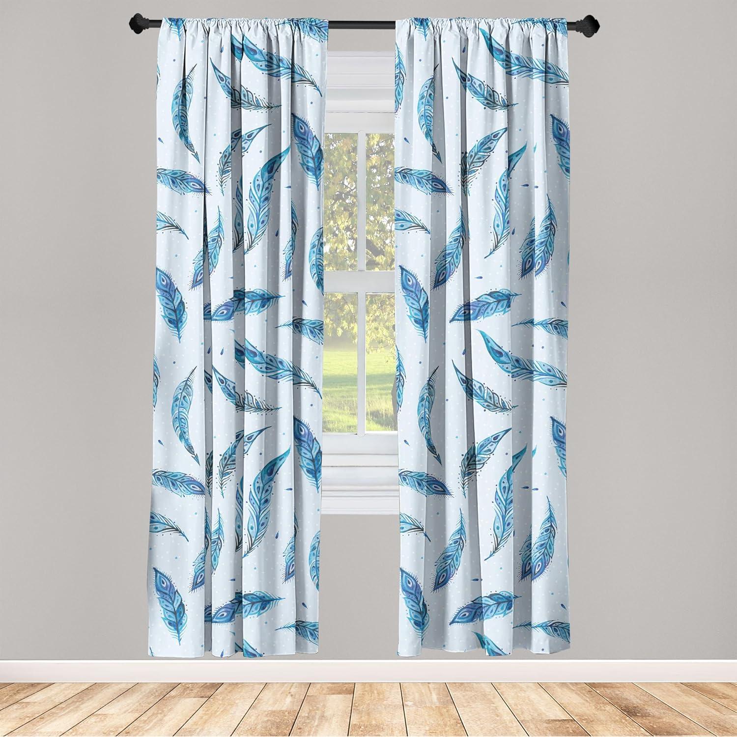 imageAmbesonne Ethnic Curtains Abstract Boho Vibe Oriental Rhombus Motifs Grunge Design with Neutral Colors Window Treatments 2 Panel Set for Living Room Bedroom Pair of 28 x 63 Seafoam PurplebluePale Azure Blue Sea