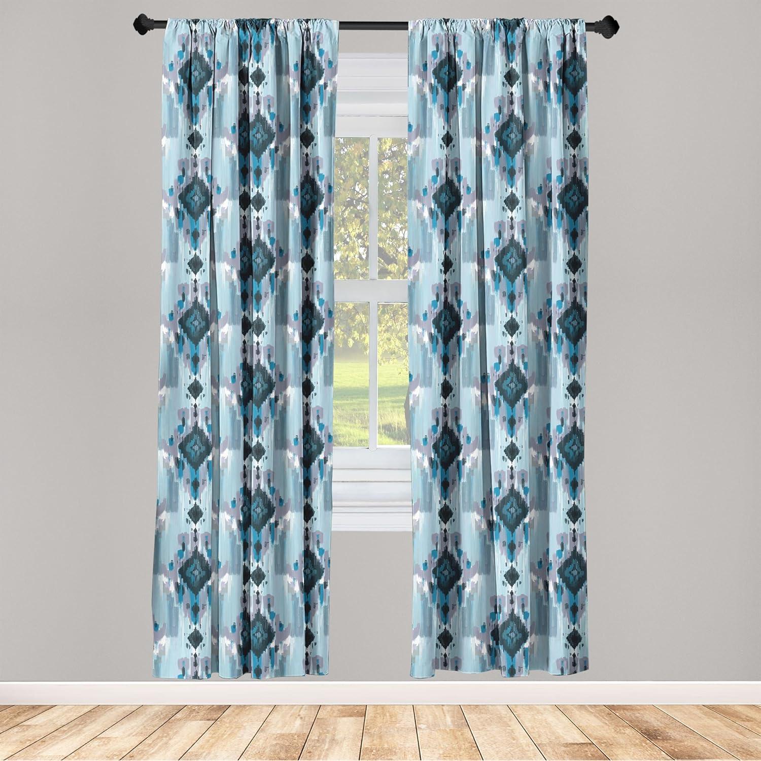 imageAmbesonne Ethnic Curtains Abstract Boho Vibe Oriental Rhombus Motifs Grunge Design with Neutral Colors Window Treatments 2 Panel Set for Living Room Bedroom Pair of 28 x 63 Seafoam PurpleblueSeafoam Purpleblue