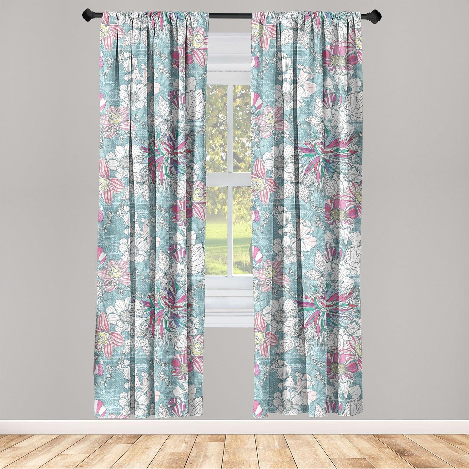 imageAmbesonne Ethnic Curtains Abstract Boho Vibe Oriental Rhombus Motifs Grunge Design with Neutral Colors Window Treatments 2 Panel Set for Living Room Bedroom Pair of 28 x 63 Seafoam PurpleblueHot Pink Seafoam and White
