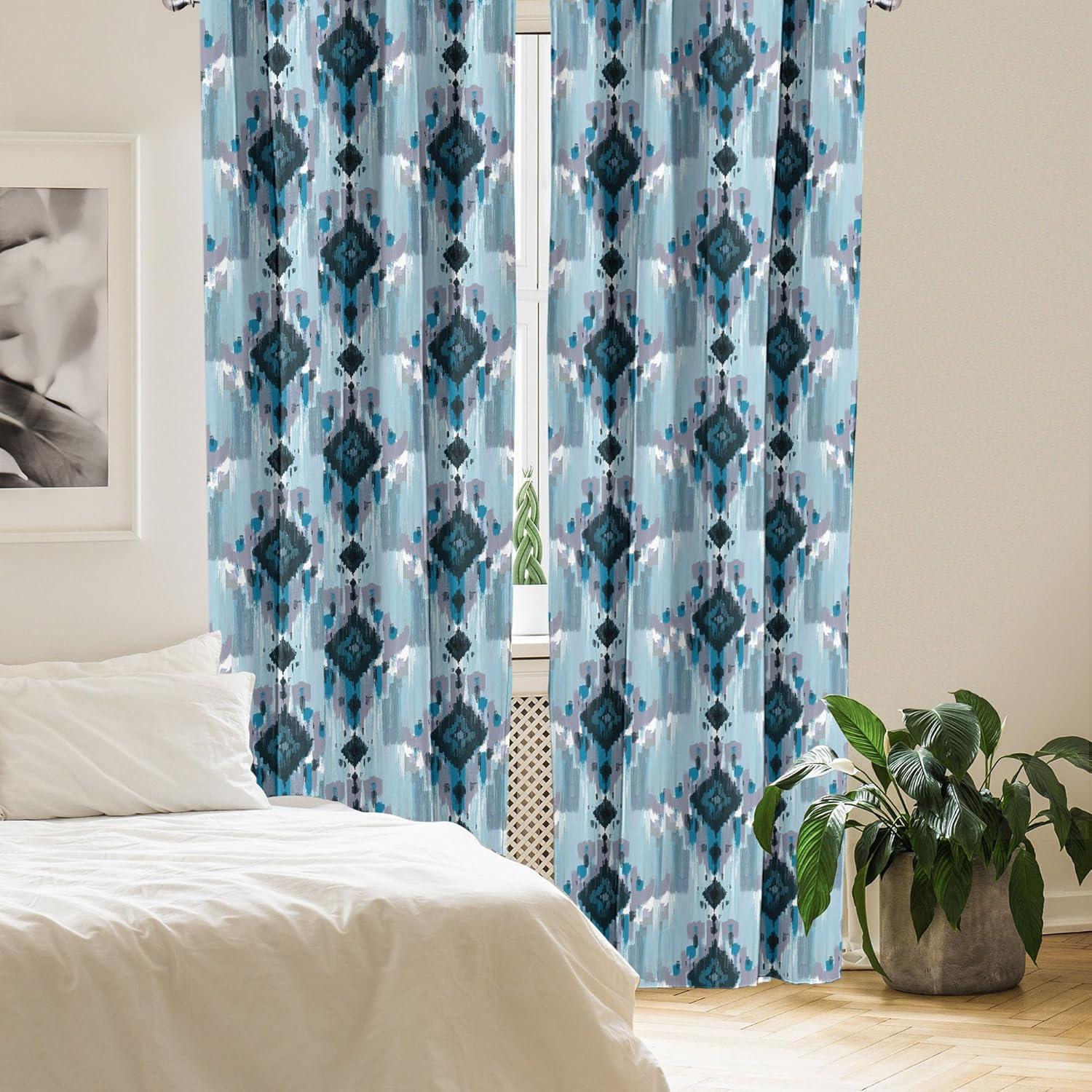 imageAmbesonne Ethnic Curtains Abstract Boho Vibe Oriental Rhombus Motifs Grunge Design with Neutral Colors Window Treatments 2 Panel Set for Living Room Bedroom Pair of 28 x 63 Seafoam PurpleblueSeafoam Purpleblue