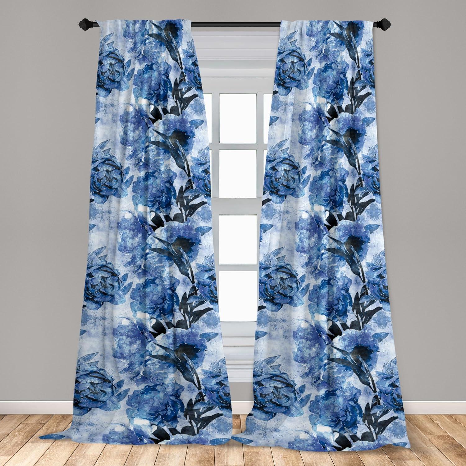 imageAmbesonne Ethnic Curtains Abstract Boho Vibe Oriental Rhombus Motifs Grunge Design with Neutral Colors Window Treatments 2 Panel Set for Living Room Bedroom Pair of 28 x 63 Seafoam PurpleblueCobalt Blue Pale Blue