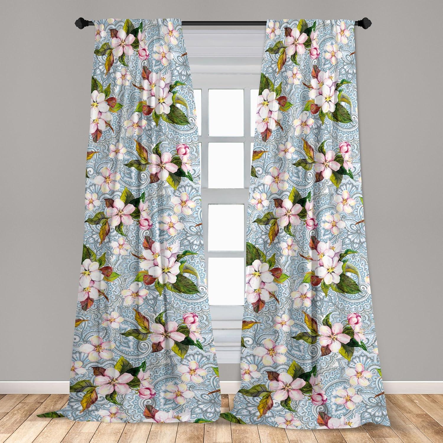imageAmbesonne Ethnic Curtains Abstract Boho Vibe Oriental Rhombus Motifs Grunge Design with Neutral Colors Window Treatments 2 Panel Set for Living Room Bedroom Pair of 28 x 63 Seafoam PurplebluePale Pink Forest Green