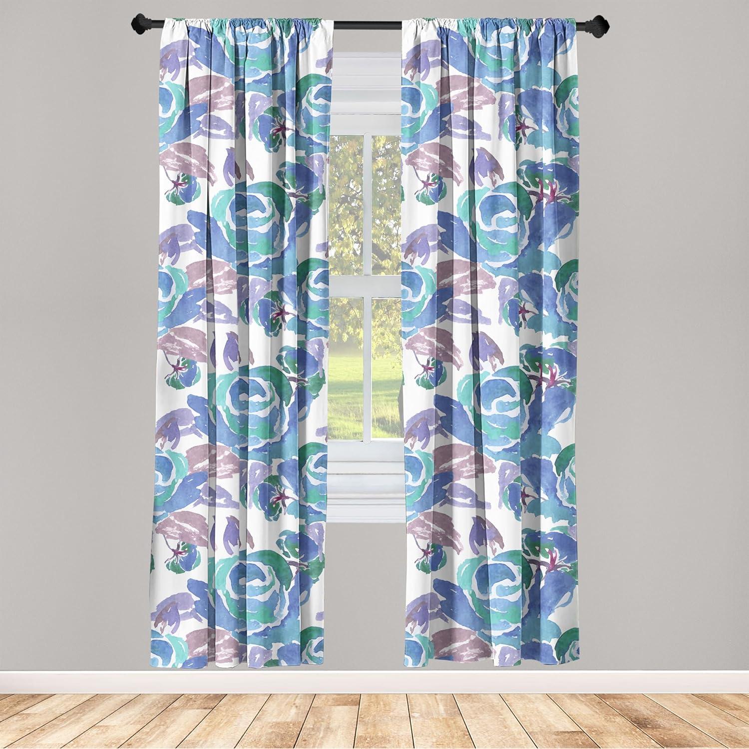 imageAmbesonne Ethnic Curtains Abstract Boho Vibe Oriental Rhombus Motifs Grunge Design with Neutral Colors Window Treatments 2 Panel Set for Living Room Bedroom Pair of 28 x 63 Seafoam PurpleblueEggshell and Dark Lavender