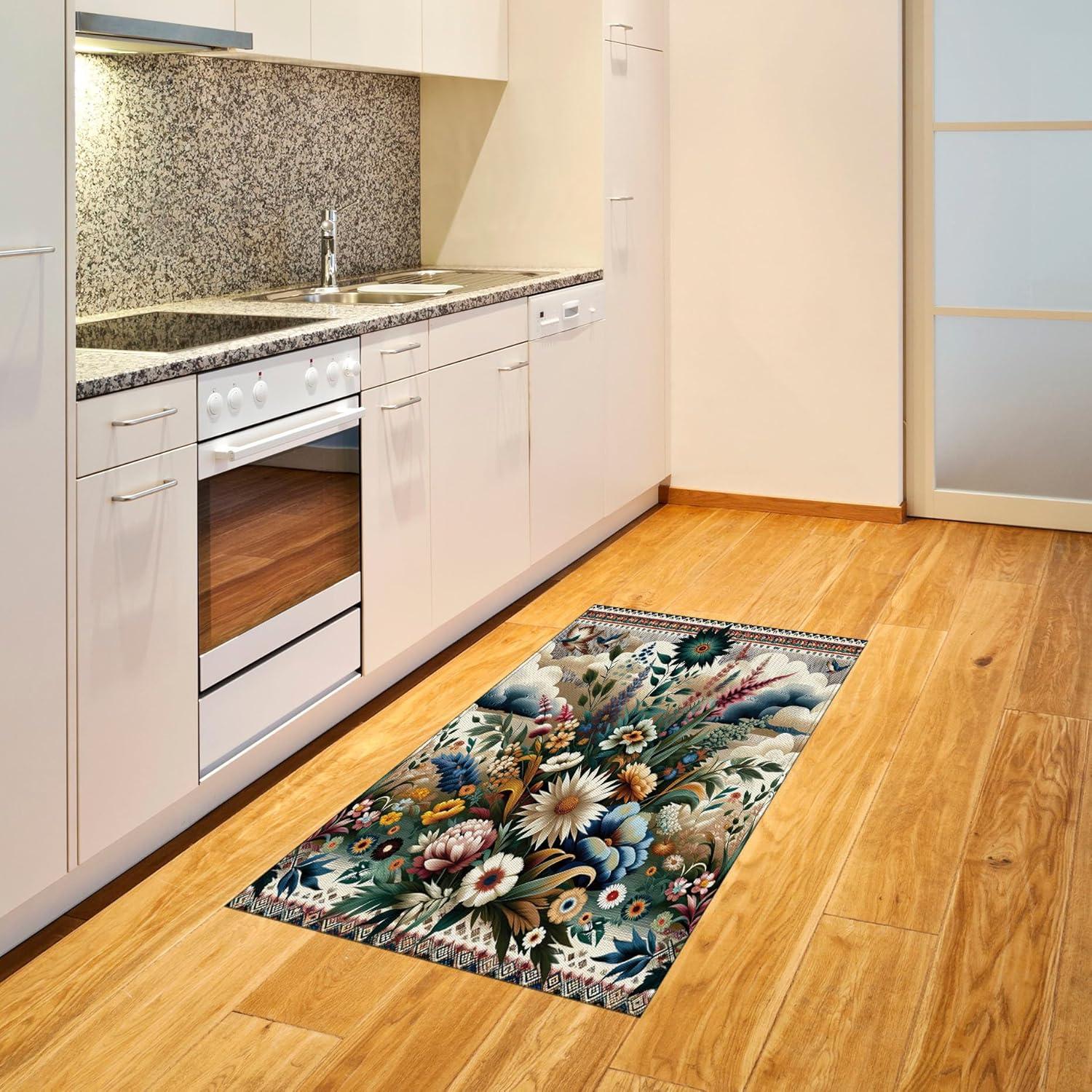 imageAmbesonne Eucalyptus Leaves Area Rug Gloomy Love of Nature on Neutral Watercolor Art Background Flat Woven Accent Rug for Living Room Bedroom Dining Room 2 6 x 5 Mustard and Reseda GreenDark Tan Multicolor