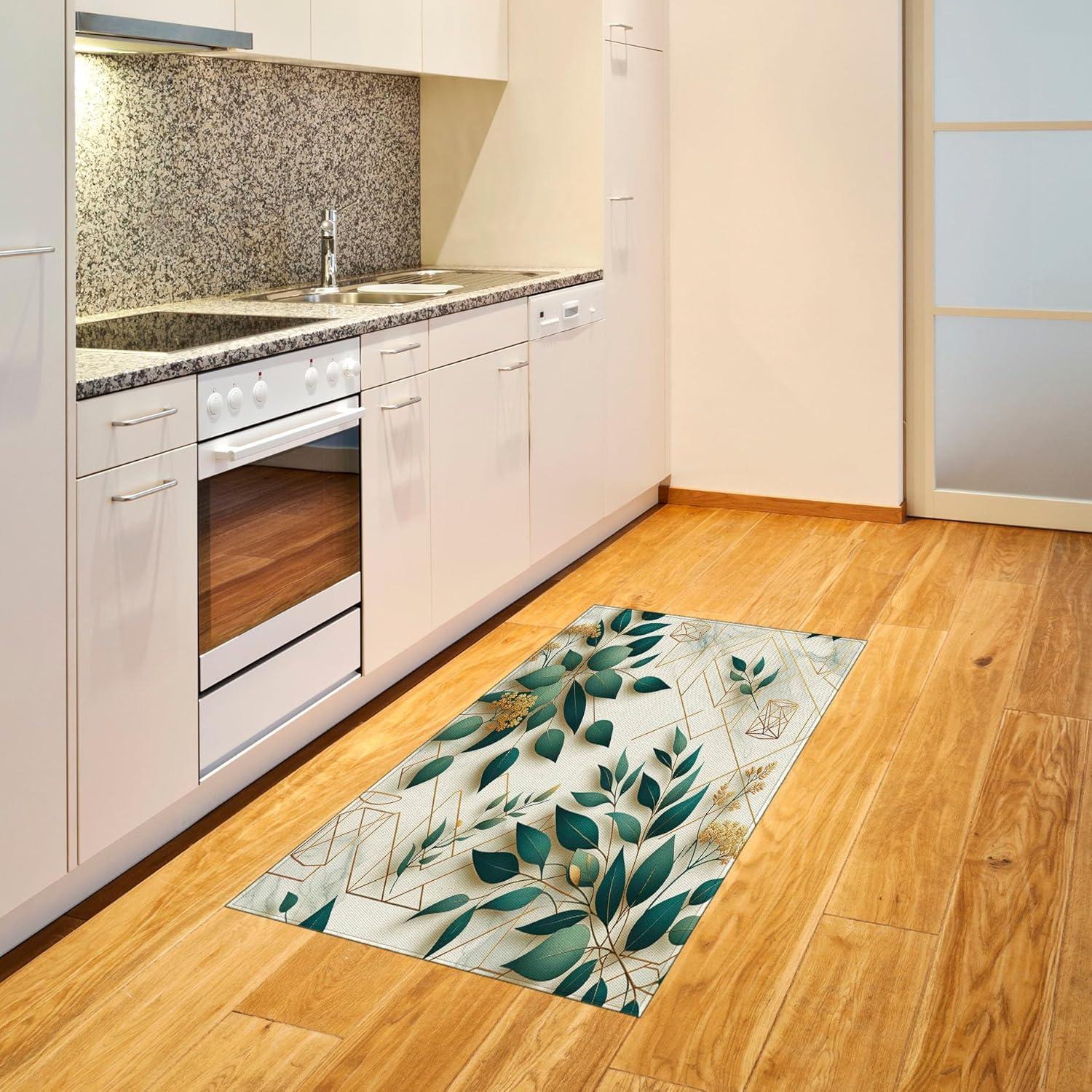 imageAmbesonne Eucalyptus Leaves Area Rug Gloomy Love of Nature on Neutral Watercolor Art Background Flat Woven Accent Rug for Living Room Bedroom Dining Room 2 6 x 5 Mustard and Reseda GreenDark Teal Amber Ivory
