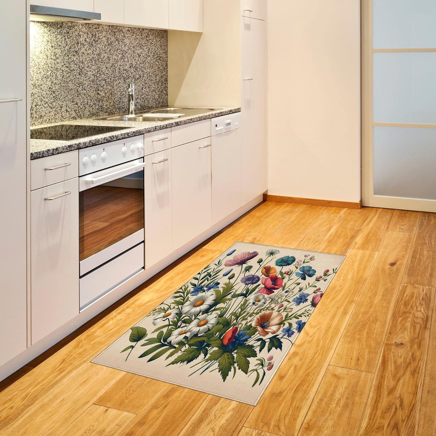 imageAmbesonne Eucalyptus Leaves Area Rug Gloomy Love of Nature on Neutral Watercolor Art Background Flat Woven Accent Rug for Living Room Bedroom Dining Room 2 6 x 5 Mustard and Reseda GreenChampagne and Multicolor