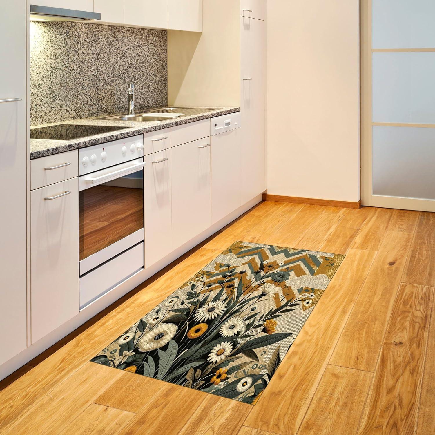 imageAmbesonne Eucalyptus Leaves Area Rug Gloomy Love of Nature on Neutral Watercolor Art Background Flat Woven Accent Rug for Living Room Bedroom Dining Room 2 6 x 5 Mustard and Reseda GreenAmber Laurel Green