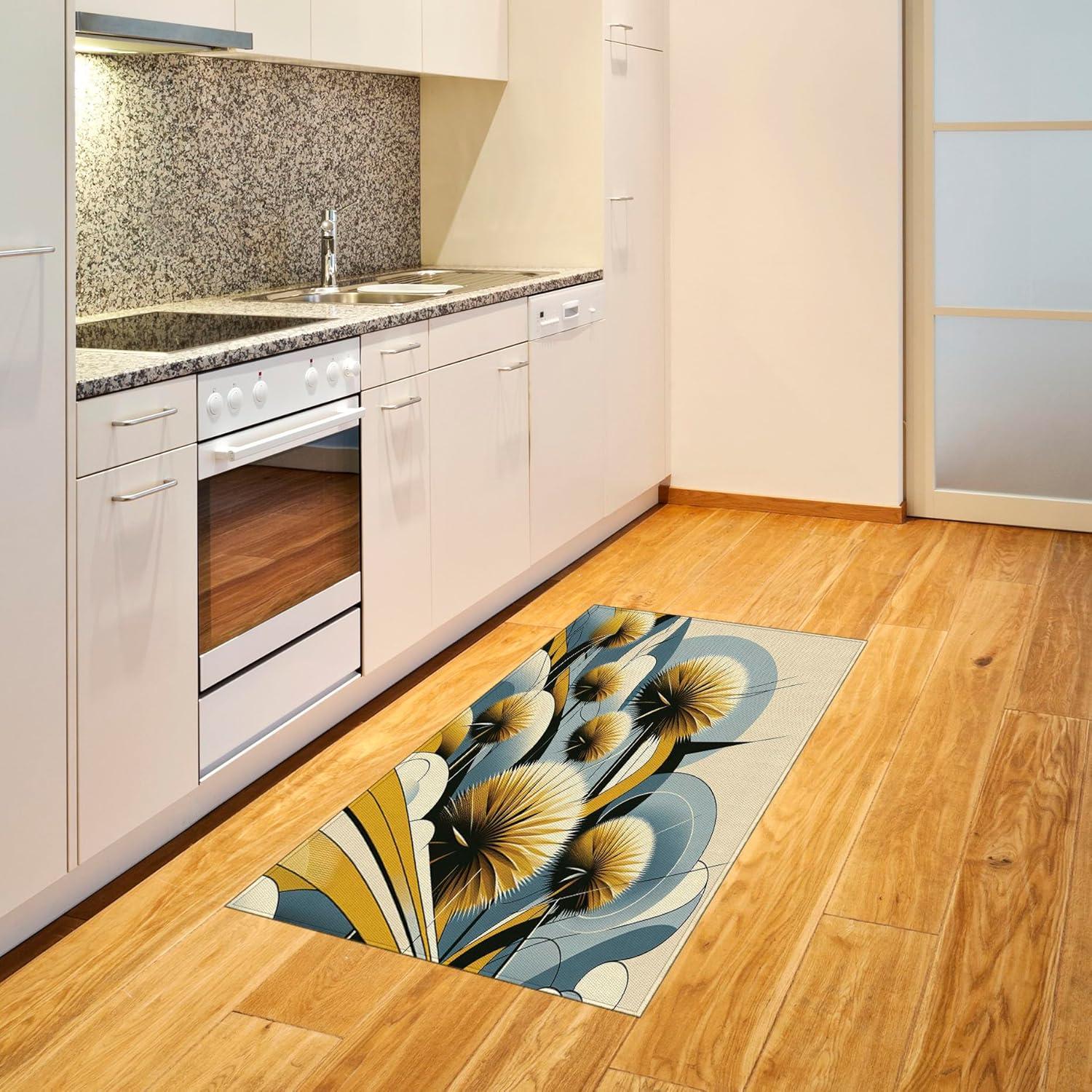imageAmbesonne Eucalyptus Leaves Area Rug Gloomy Love of Nature on Neutral Watercolor Art Background Flat Woven Accent Rug for Living Room Bedroom Dining Room 2 6 x 5 Mustard and Reseda GreenMustard Blue Grey Cream