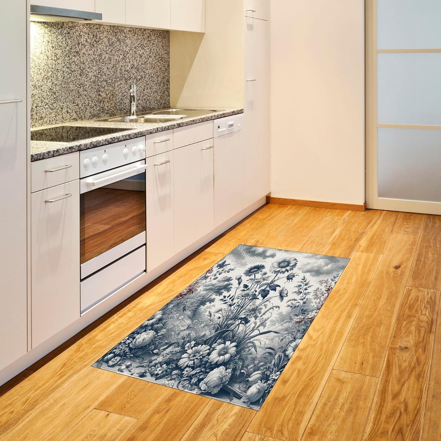 imageAmbesonne Eucalyptus Leaves Area Rug Gloomy Love of Nature on Neutral Watercolor Art Background Flat Woven Accent Rug for Living Room Bedroom Dining Room 2 6 x 5 Mustard and Reseda GreenSlate Blue and Burgundy