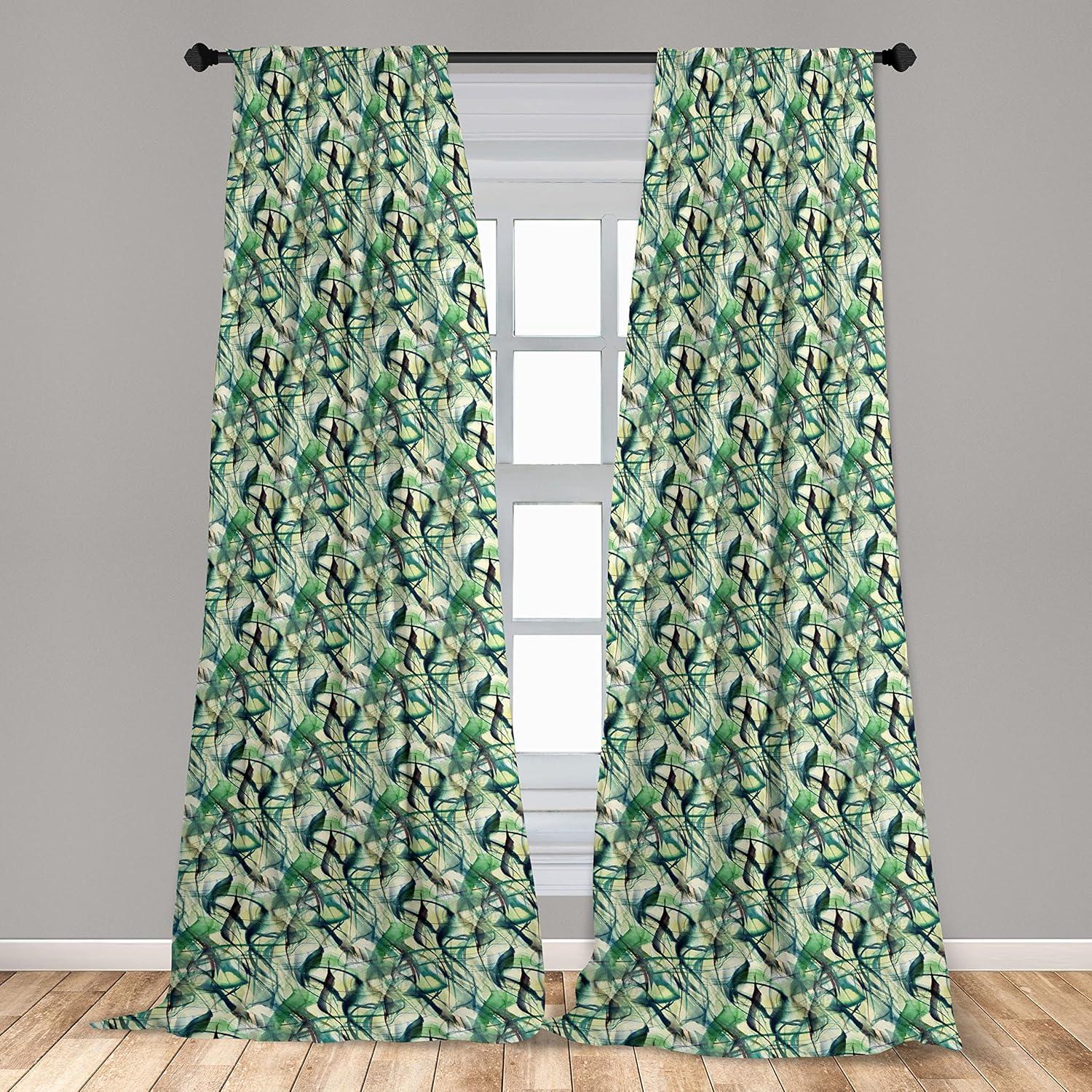 imageAmbesonne Floral Curtains Flower Branches Blossoming in Minimalist Design Neutral Botanical Window Treatments 2 Panel Set for Living Room Bedroom Pair of 28 x 84 Taupe Grey and Dark Blue GreyGreen Teal Pastel Green