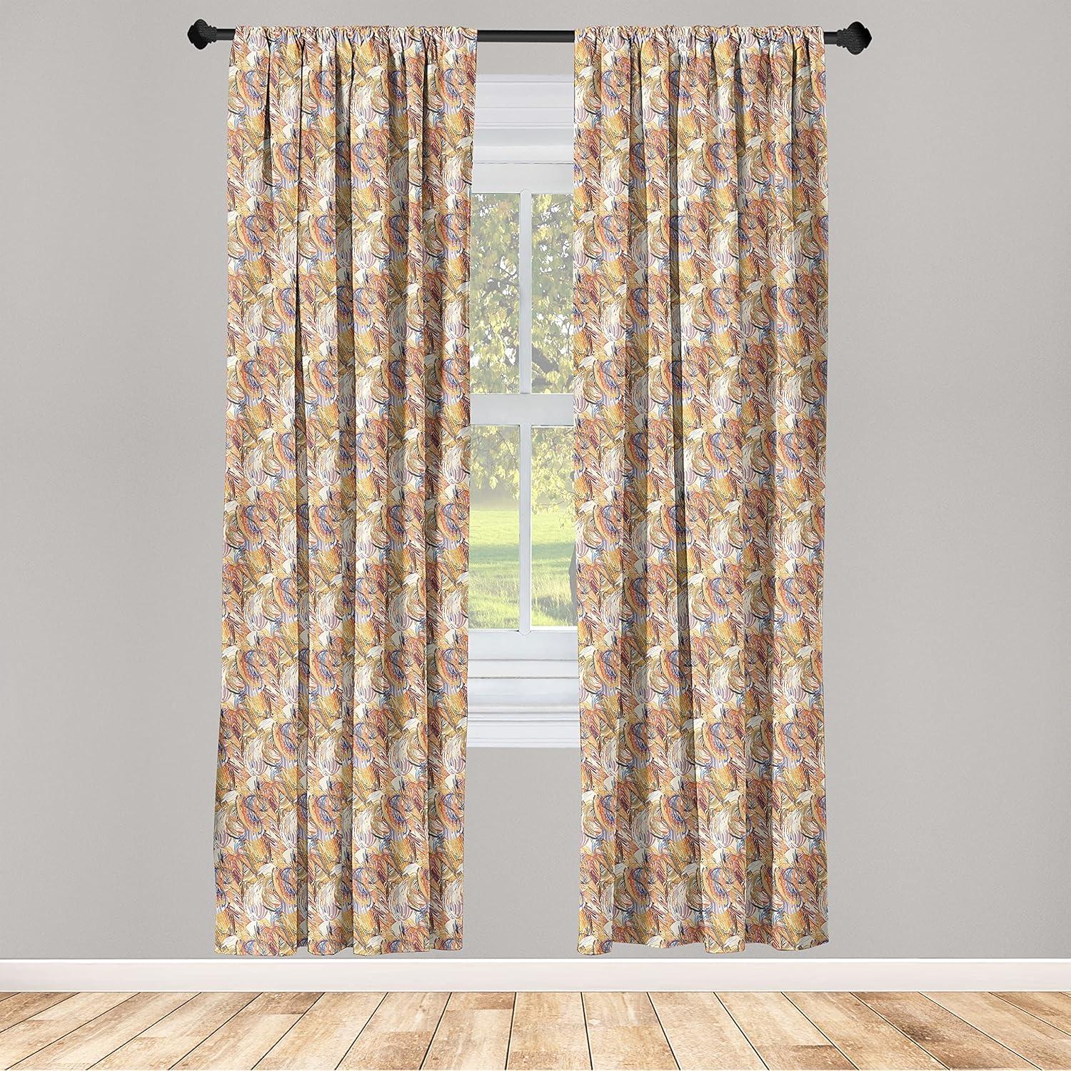 imageAmbesonne Floral Curtains Flower Branches Blossoming in Minimalist Design Neutral Botanical Window Treatments 2 Panel Set for Living Room Bedroom Pair of 28 x 84 Taupe Grey and Dark Blue GreyMarigold and Multicolor