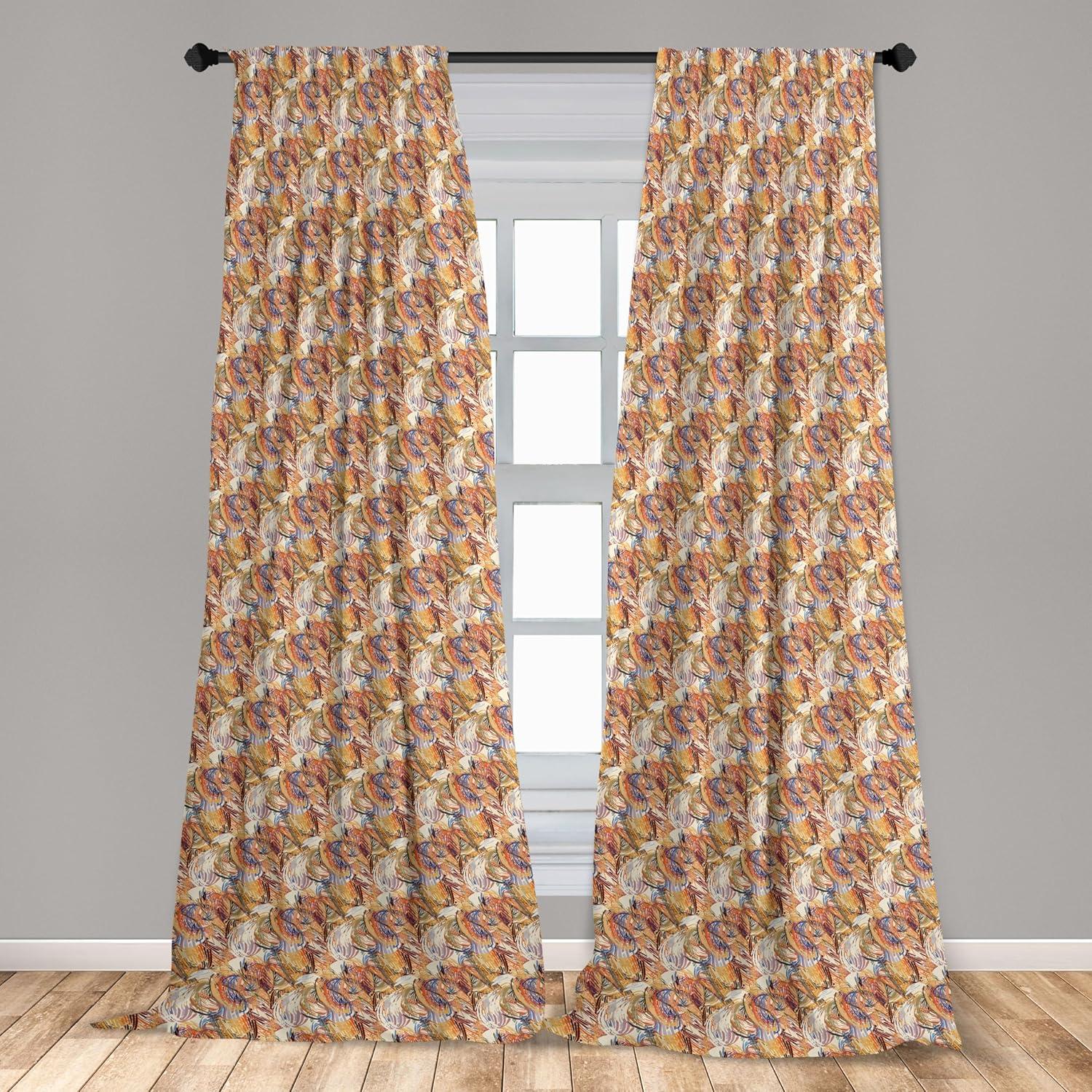 imageAmbesonne Floral Curtains Flower Branches Blossoming in Minimalist Design Neutral Botanical Window Treatments 2 Panel Set for Living Room Bedroom Pair of 28 x 84 Taupe Grey and Dark Blue GreyMarigold and Multicolor