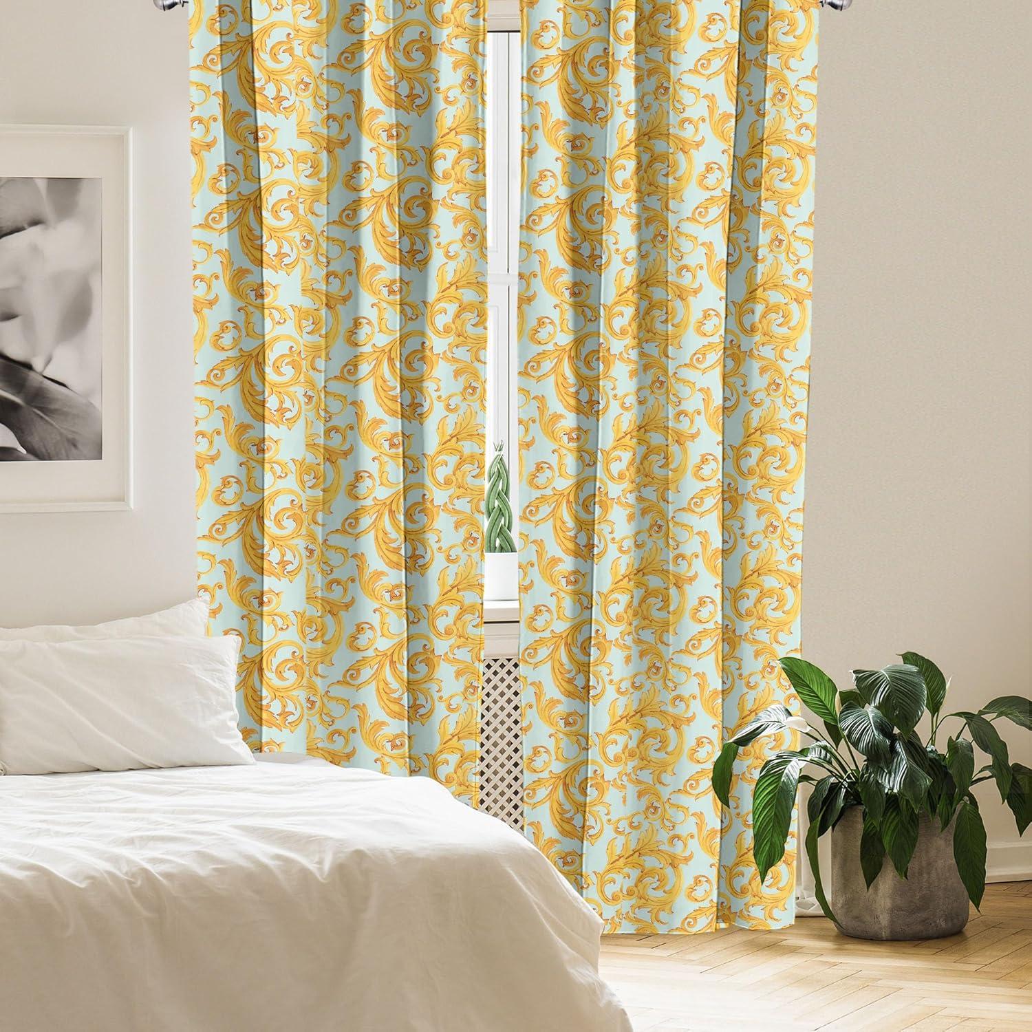 imageAmbesonne Floral Curtains Flower Branches Blossoming in Minimalist Design Neutral Botanical Window Treatments 2 Panel Set for Living Room Bedroom Pair of 28 x 84 Taupe Grey and Dark Blue GreyMarigold Pale Seafoam
