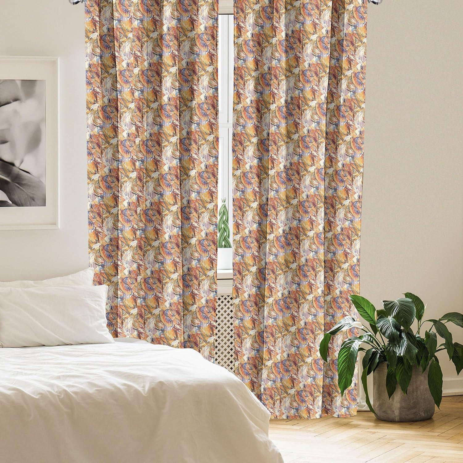 imageAmbesonne Floral Curtains Flower Branches Blossoming in Minimalist Design Neutral Botanical Window Treatments 2 Panel Set for Living Room Bedroom Pair of 28 x 84 Taupe Grey and Dark Blue GreyMarigold and Multicolor