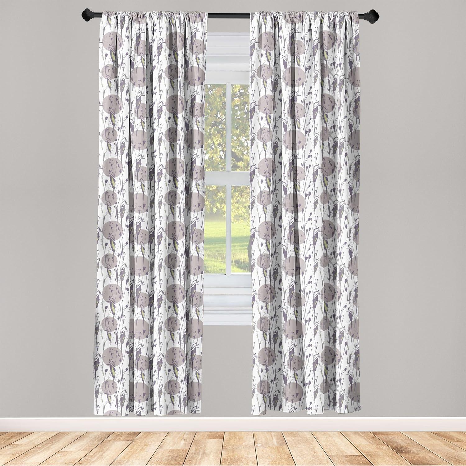 imageAmbesonne Floral Curtains Flower Branches Blossoming in Minimalist Design Neutral Botanical Window Treatments 2 Panel Set for Living Room Bedroom Pair of 28 x 84 Taupe Grey and Dark Blue GreyDark Purple Grey and White