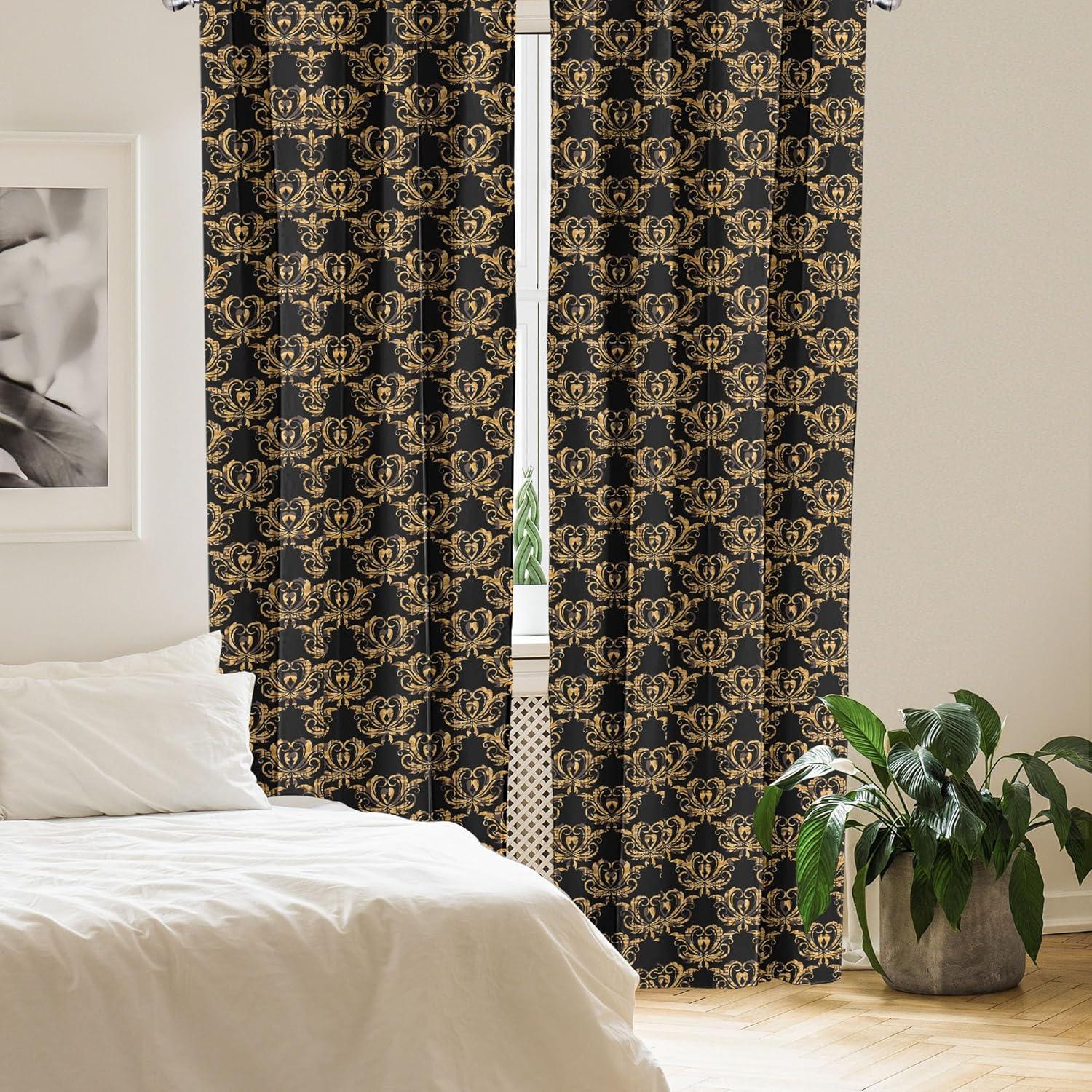 imageAmbesonne Floral Curtains Flower Branches Blossoming in Minimalist Design Neutral Botanical Window Treatments 2 Panel Set for Living Room Bedroom Pair of 28 x 84 Taupe Grey and Dark Blue GreyCharcoal Grey and Marigold