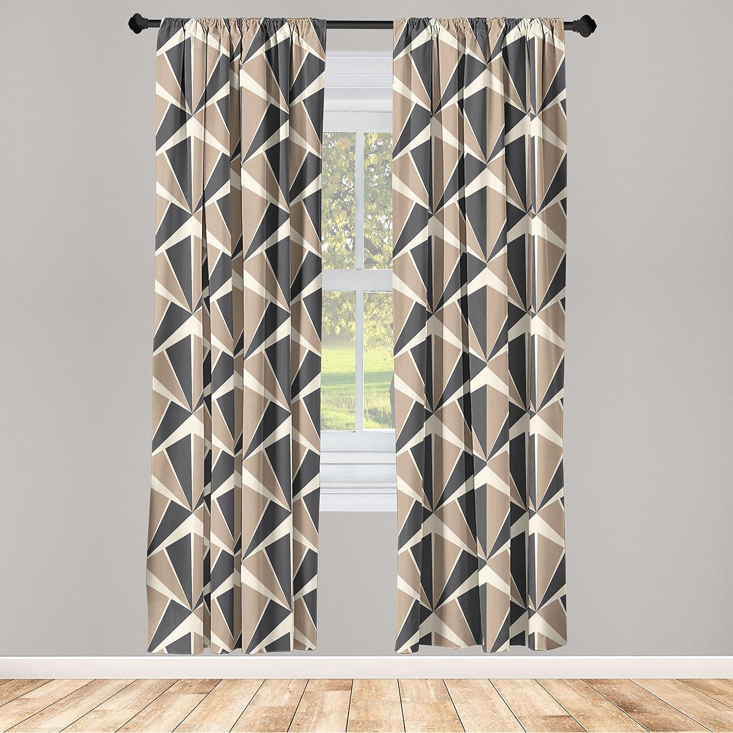 imageAmbesonne Floral Curtains Flower Branches Blossoming in Minimalist Design Neutral Botanical Window Treatments 2 Panel Set for Living Room Bedroom Pair of 28 x 84 Taupe Grey and Dark Blue GreyWarm Taupe and Dark Grey