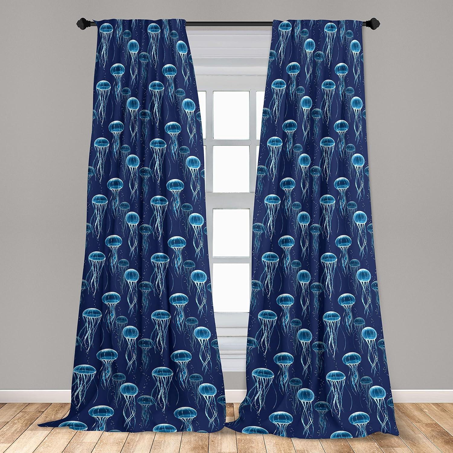 imageAmbesonne Floral Curtains Flower Branches Blossoming in Minimalist Design Neutral Botanical Window Treatments 2 Panel Set for Living Room Bedroom Pair of 28 x 84 Taupe Grey and Dark Blue GreySea Blue Indigo