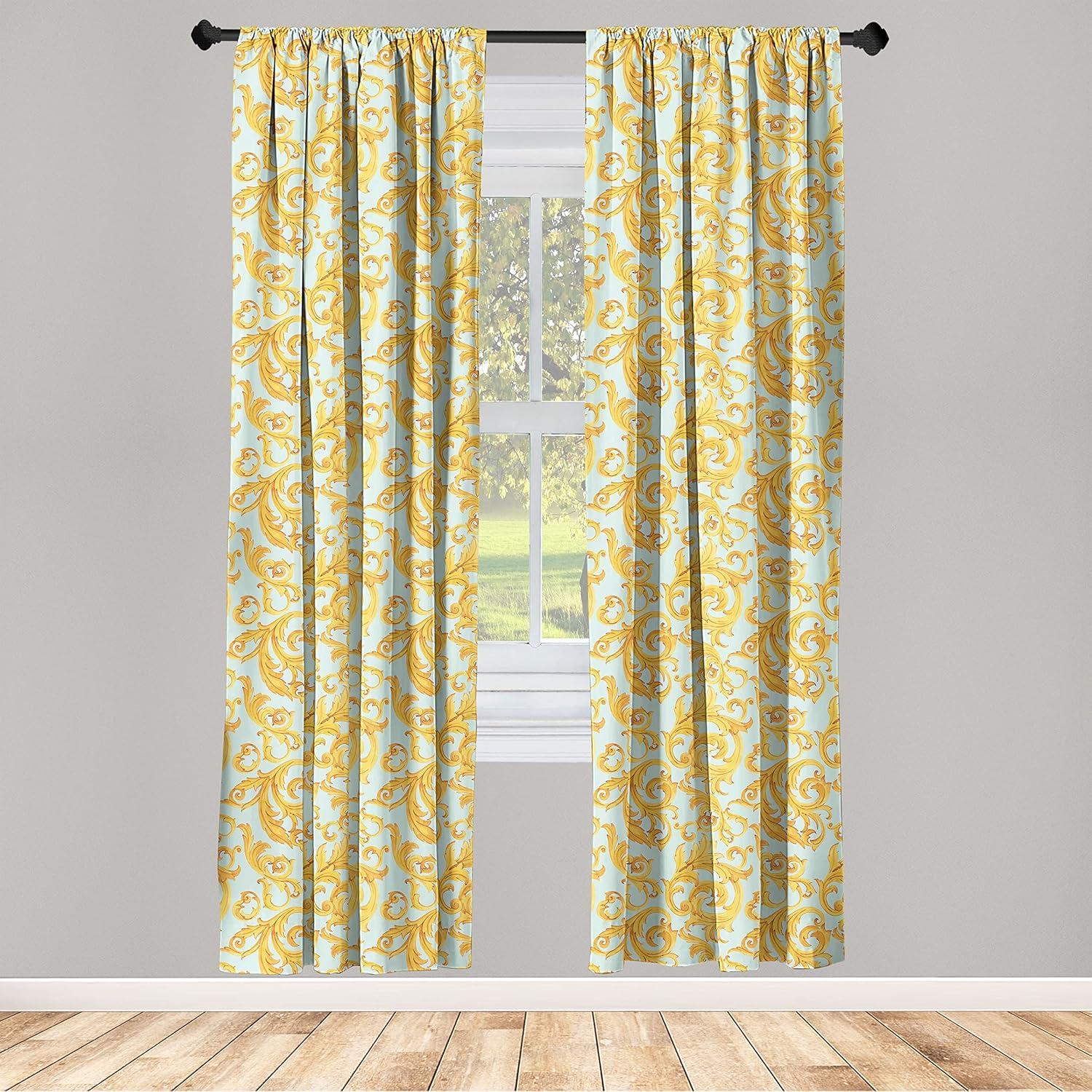 imageAmbesonne Floral Curtains Flower Branches Blossoming in Minimalist Design Neutral Botanical Window Treatments 2 Panel Set for Living Room Bedroom Pair of 28 x 84 Taupe Grey and Dark Blue GreyMarigold Pale Seafoam