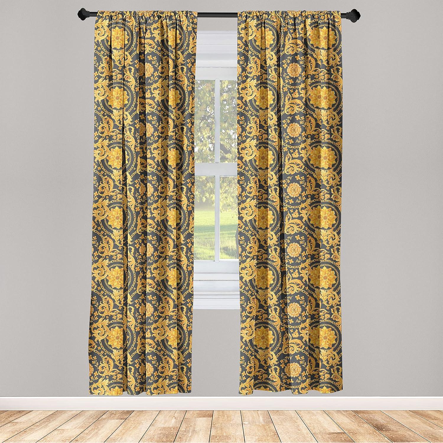 imageAmbesonne Floral Curtains Flower Branches Blossoming in Minimalist Design Neutral Botanical Window Treatments 2 Panel Set for Living Room Bedroom Pair of 28 x 84 Taupe Grey and Dark Blue GreyMarigold Charcoal Grey