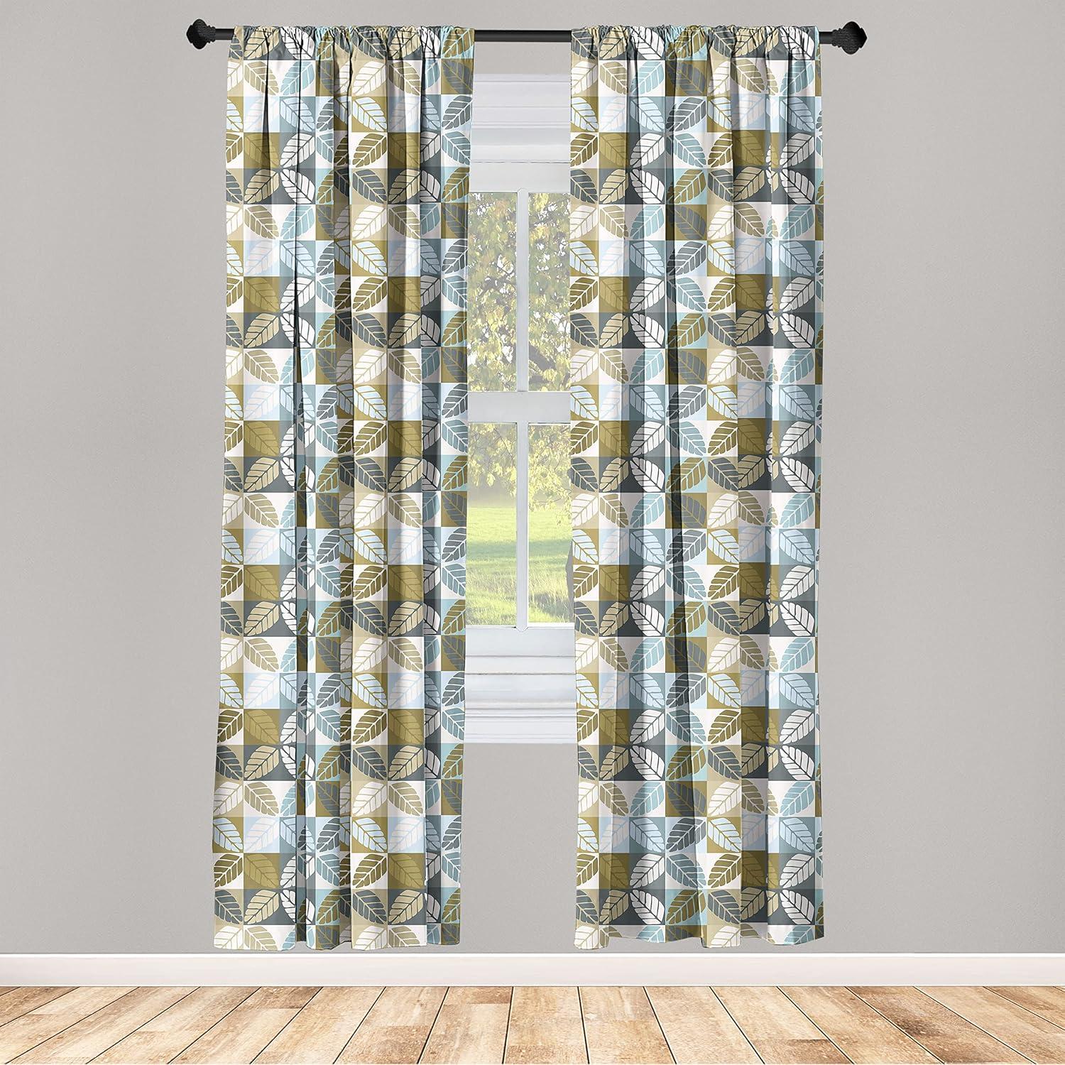 imageAmbesonne Floral Curtains Flower Branches Blossoming in Minimalist Design Neutral Botanical Window Treatments 2 Panel Set for Living Room Bedroom Pair of 28 x 84 Taupe Grey and Dark Blue GreyWhite Soft Blue and Khaki