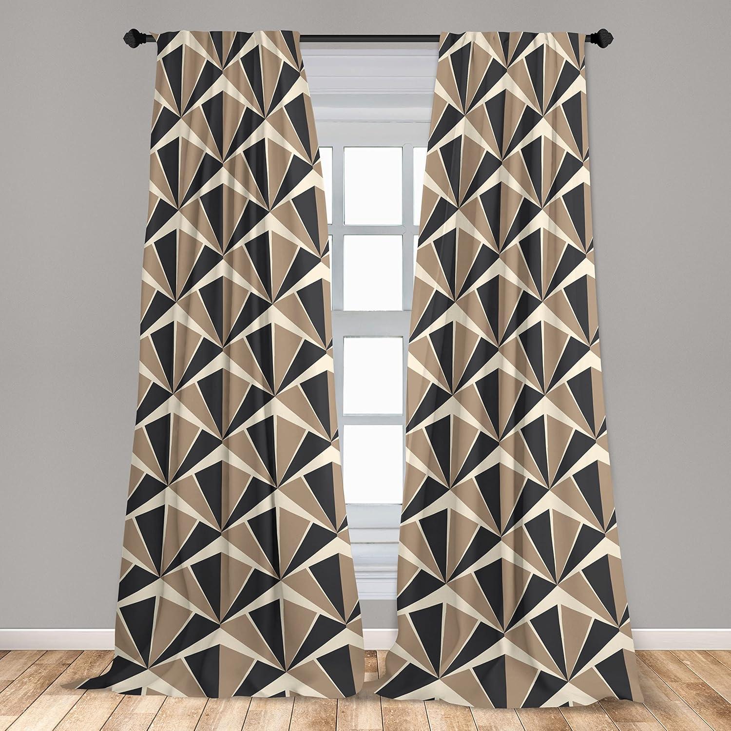 imageAmbesonne Floral Curtains Flower Branches Blossoming in Minimalist Design Neutral Botanical Window Treatments 2 Panel Set for Living Room Bedroom Pair of 28 x 84 Taupe Grey and Dark Blue GreyWarm Taupe and Dark Grey