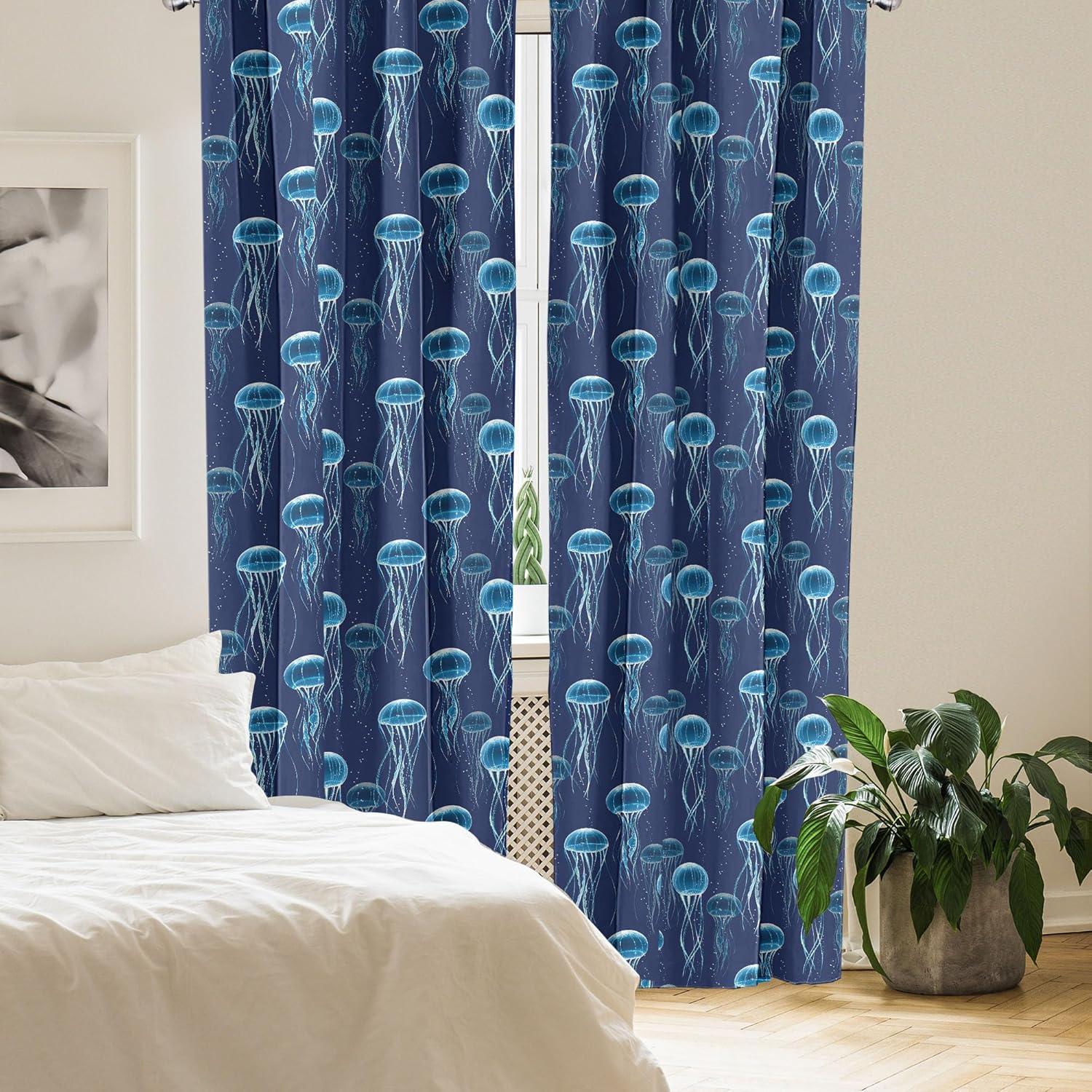 imageAmbesonne Floral Curtains Flower Branches Blossoming in Minimalist Design Neutral Botanical Window Treatments 2 Panel Set for Living Room Bedroom Pair of 28 x 84 Taupe Grey and Dark Blue GreySea Blue Indigo