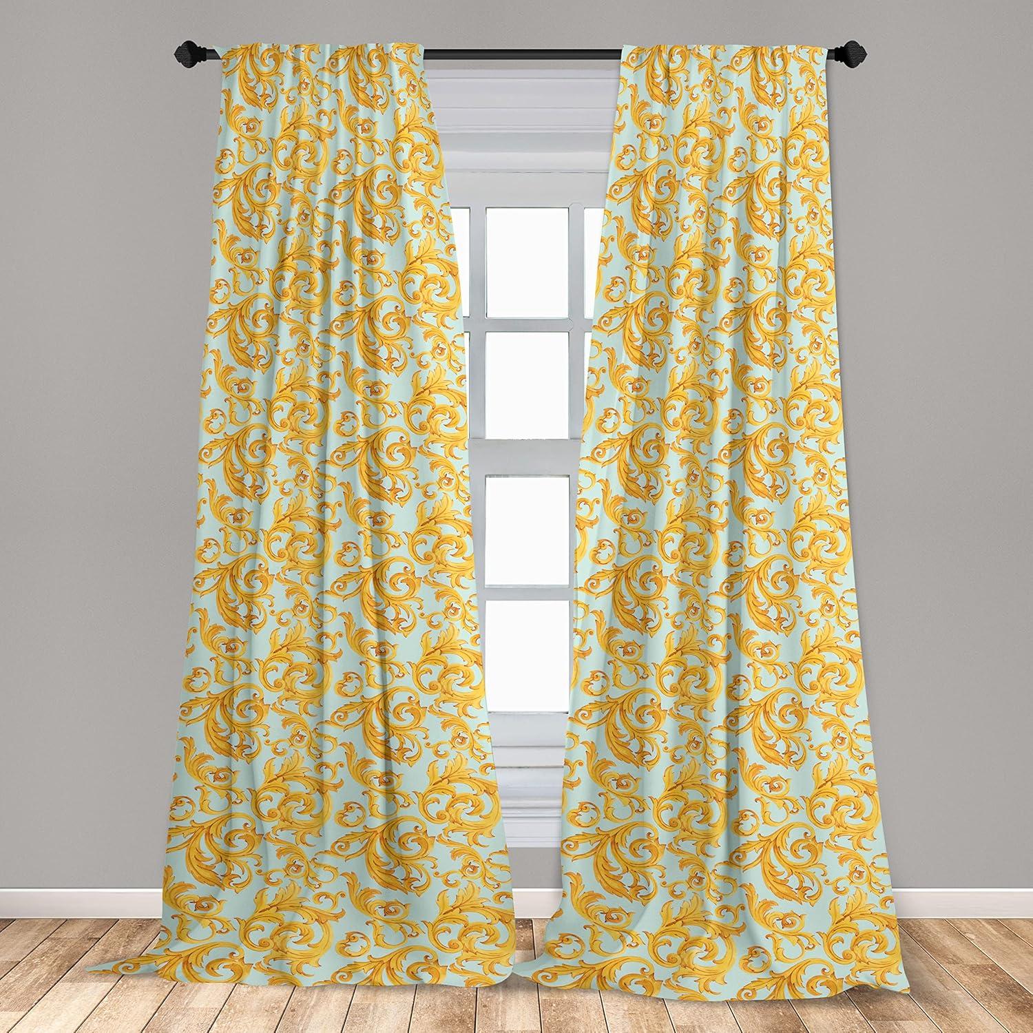 imageAmbesonne Floral Curtains Flower Branches Blossoming in Minimalist Design Neutral Botanical Window Treatments 2 Panel Set for Living Room Bedroom Pair of 28 x 84 Taupe Grey and Dark Blue GreyMarigold Pale Seafoam