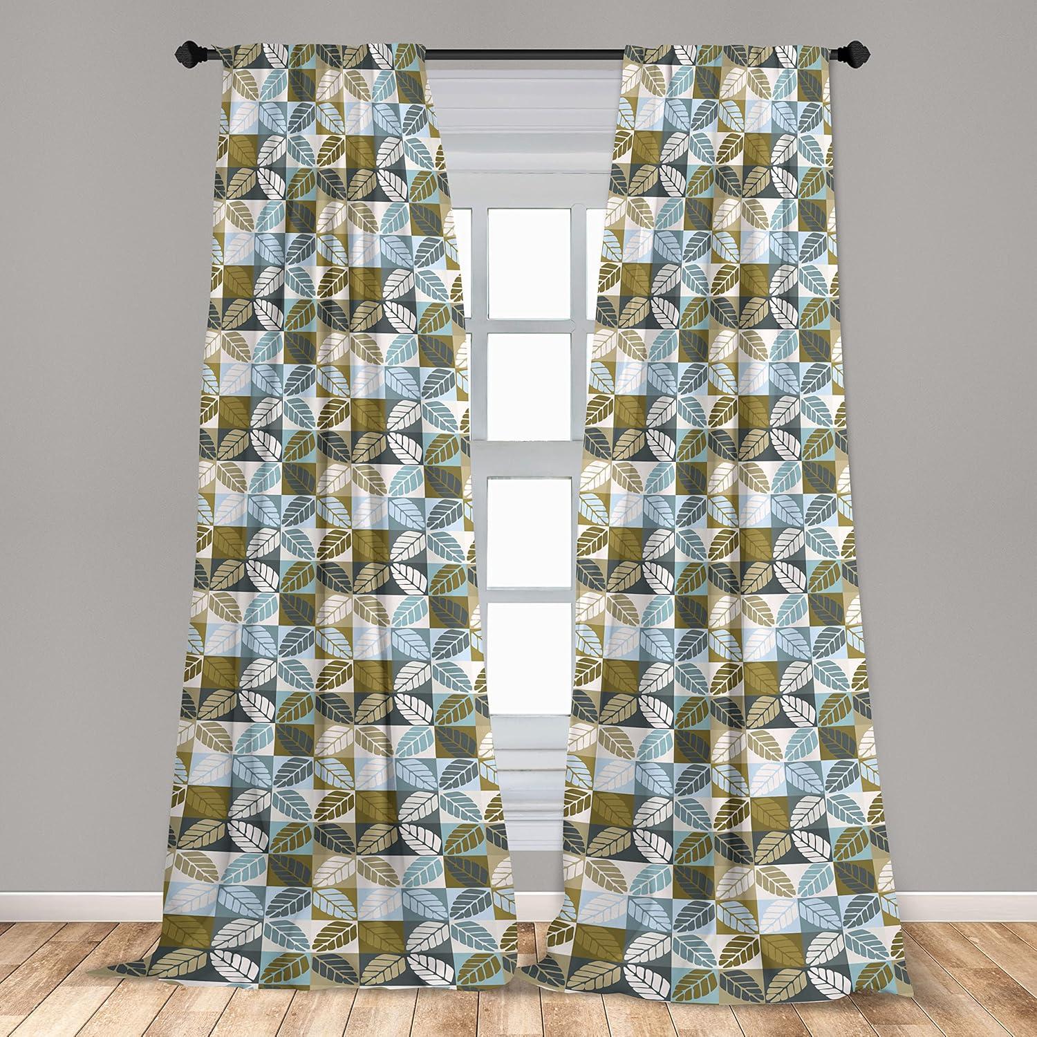 imageAmbesonne Floral Curtains Flower Branches Blossoming in Minimalist Design Neutral Botanical Window Treatments 2 Panel Set for Living Room Bedroom Pair of 28 x 84 Taupe Grey and Dark Blue GreyWhite Soft Blue and Khaki