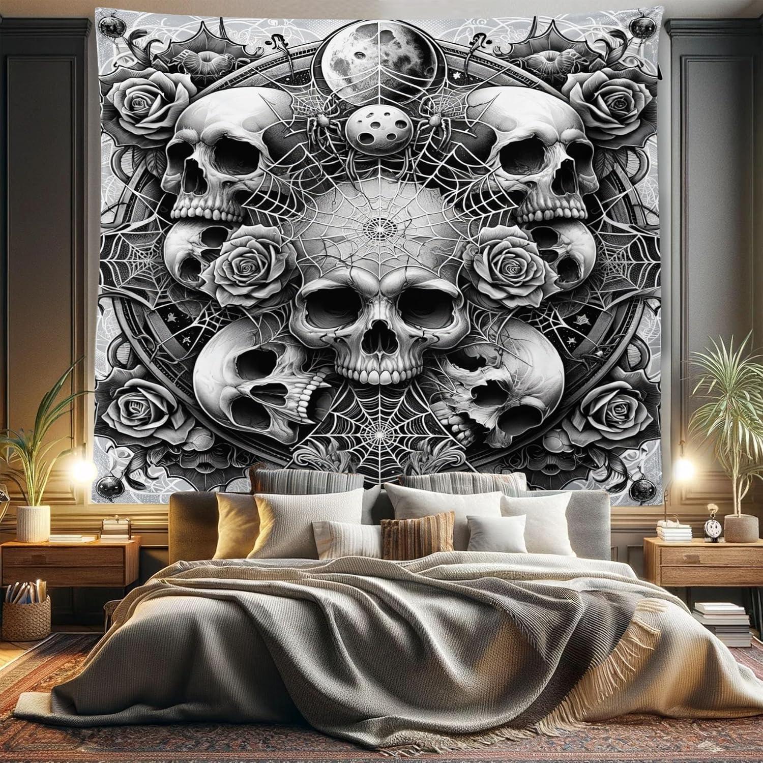 imageAmbesonne Flower Tapestry Modern Lines Leafy Eucalyptus Pattern with Tender Sunflower and Peony Fabric Wall Hanging Decor for Bedroom Living Room Dorm 28 X 23 Grey Teal Laurel GreenPale Grey Dark Grey White