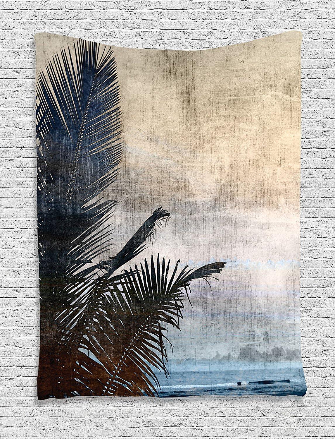 imageAmbesonne Flower Tapestry Modern Lines Leafy Eucalyptus Pattern with Tender Sunflower and Peony Fabric Wall Hanging Decor for Bedroom Living Room Dorm 28 X 23 Grey Teal Laurel GreenBeige Navy