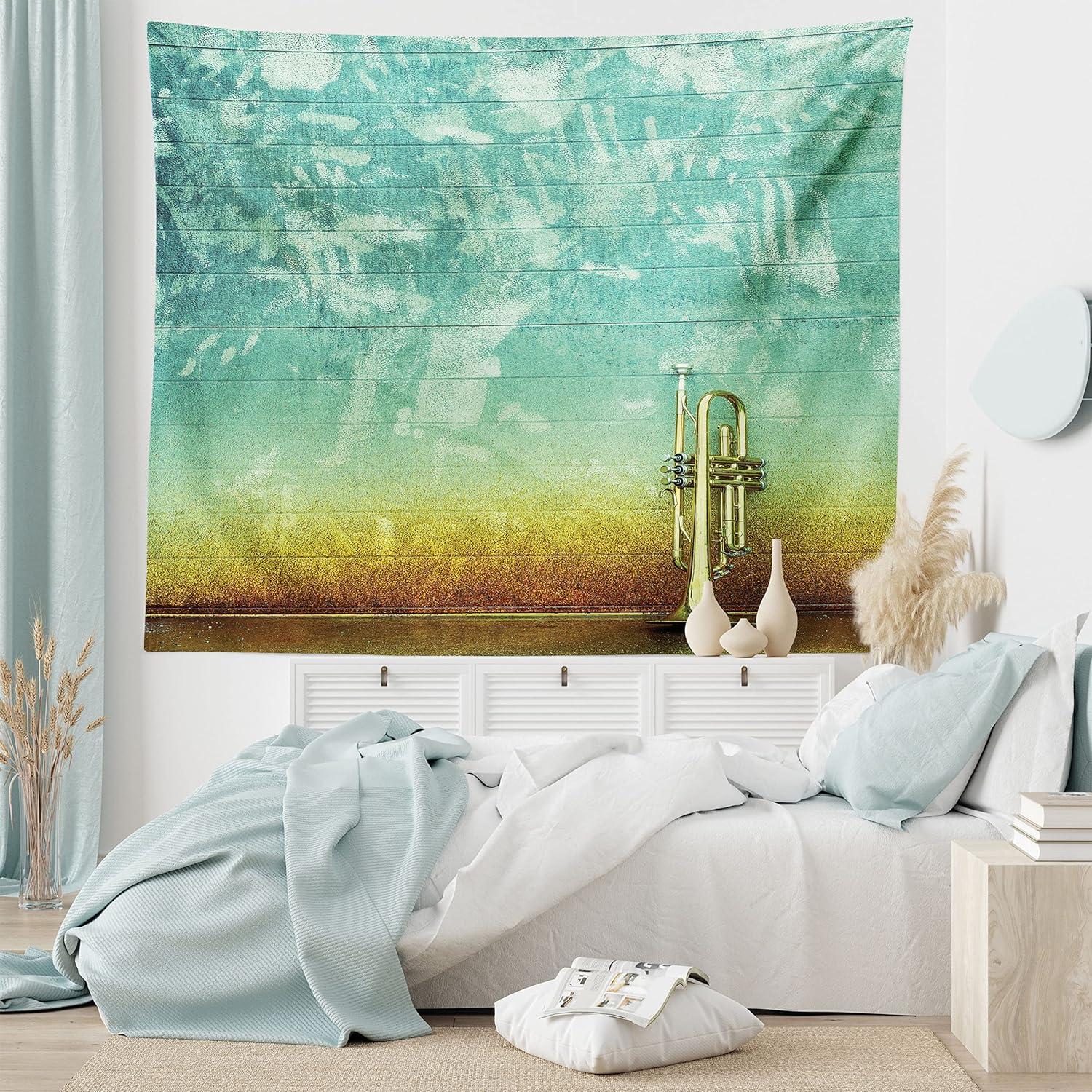 imageAmbesonne Flower Tapestry Modern Lines Leafy Eucalyptus Pattern with Tender Sunflower and Peony Fabric Wall Hanging Decor for Bedroom Living Room Dorm 28 X 23 Grey Teal Laurel GreenSea Green Brown