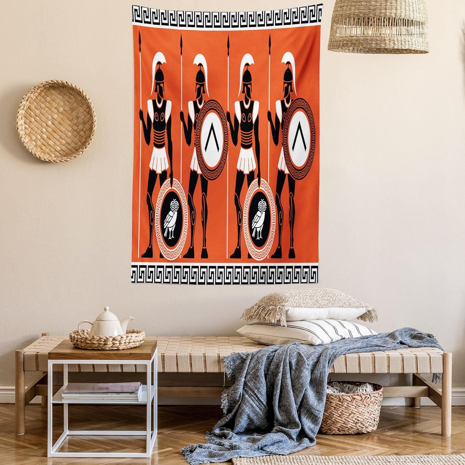 imageAmbesonne Flower Tapestry Modern Lines Leafy Eucalyptus Pattern with Tender Sunflower and Peony Fabric Wall Hanging Decor for Bedroom Living Room Dorm 28 X 23 Grey Teal Laurel GreenOrange Black White