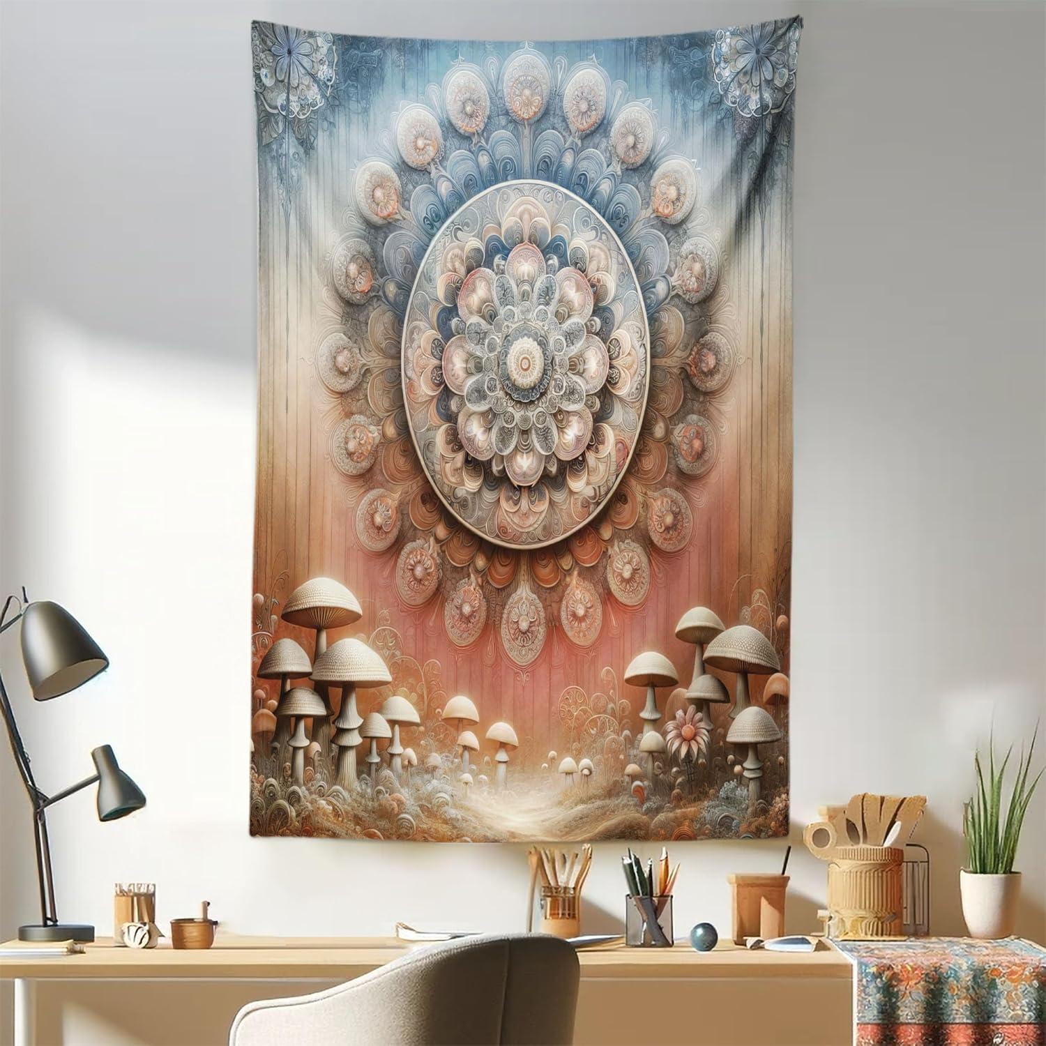 imageAmbesonne Flower Tapestry Modern Lines Leafy Eucalyptus Pattern with Tender Sunflower and Peony Fabric Wall Hanging Decor for Bedroom Living Room Dorm 28 X 23 Grey Teal Laurel GreenPale Ruby Blue Grey Ecru