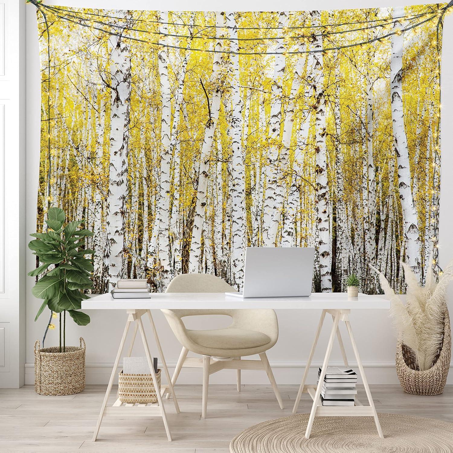 imageAmbesonne Flower Tapestry Modern Lines Leafy Eucalyptus Pattern with Tender Sunflower and Peony Fabric Wall Hanging Decor for Bedroom Living Room Dorm 28 X 23 Grey Teal Laurel GreenYellow Grey