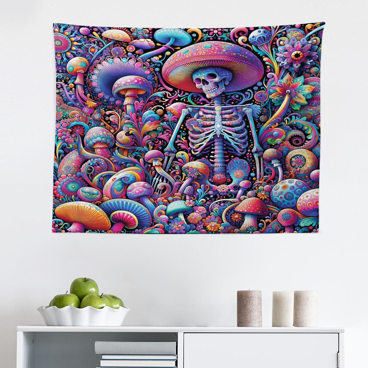 imageAmbesonne Flower Tapestry Modern Lines Leafy Eucalyptus Pattern with Tender Sunflower and Peony Fabric Wall Hanging Decor for Bedroom Living Room Dorm 28 X 23 Grey Teal Laurel GreenMagenta Indigo Multicolor