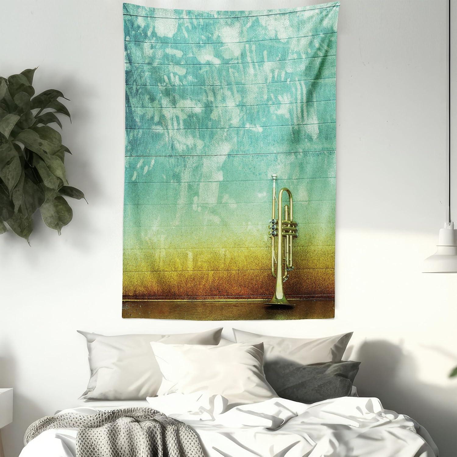 imageAmbesonne Flower Tapestry Modern Lines Leafy Eucalyptus Pattern with Tender Sunflower and Peony Fabric Wall Hanging Decor for Bedroom Living Room Dorm 28 X 23 Grey Teal Laurel GreenSea Green Brown
