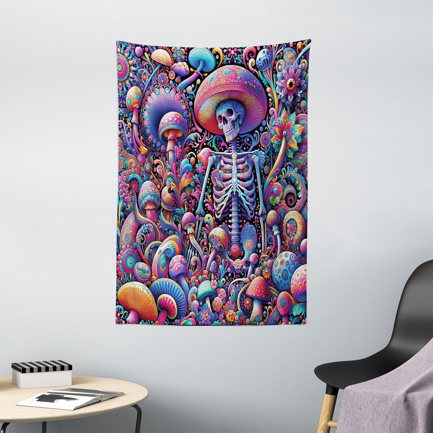 imageAmbesonne Flower Tapestry Modern Lines Leafy Eucalyptus Pattern with Tender Sunflower and Peony Fabric Wall Hanging Decor for Bedroom Living Room Dorm 28 X 23 Grey Teal Laurel GreenMagenta Indigo Multicolor